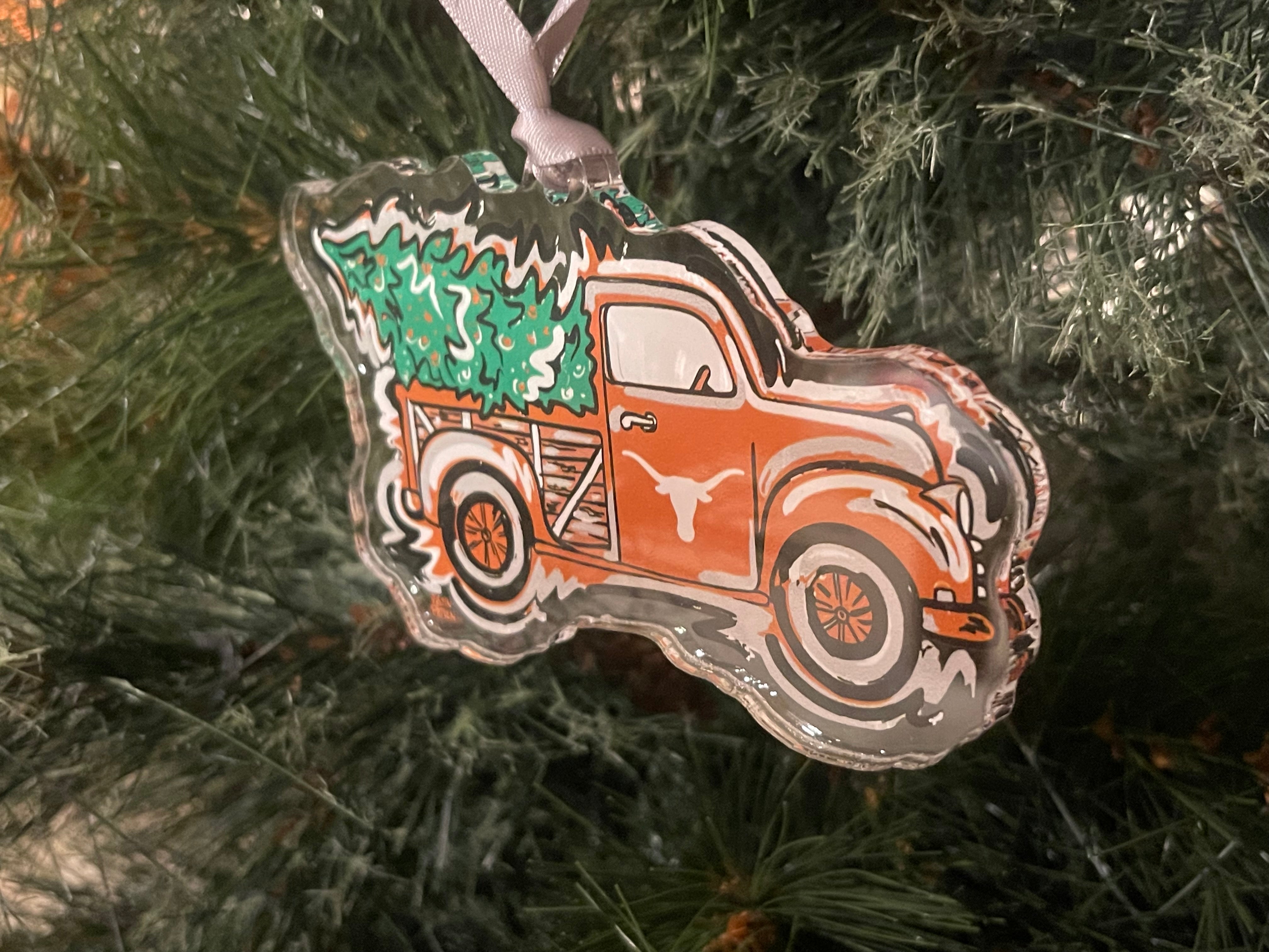 University of Texas Longhorns Christmas Tree Truck Ornament by Justin Patten