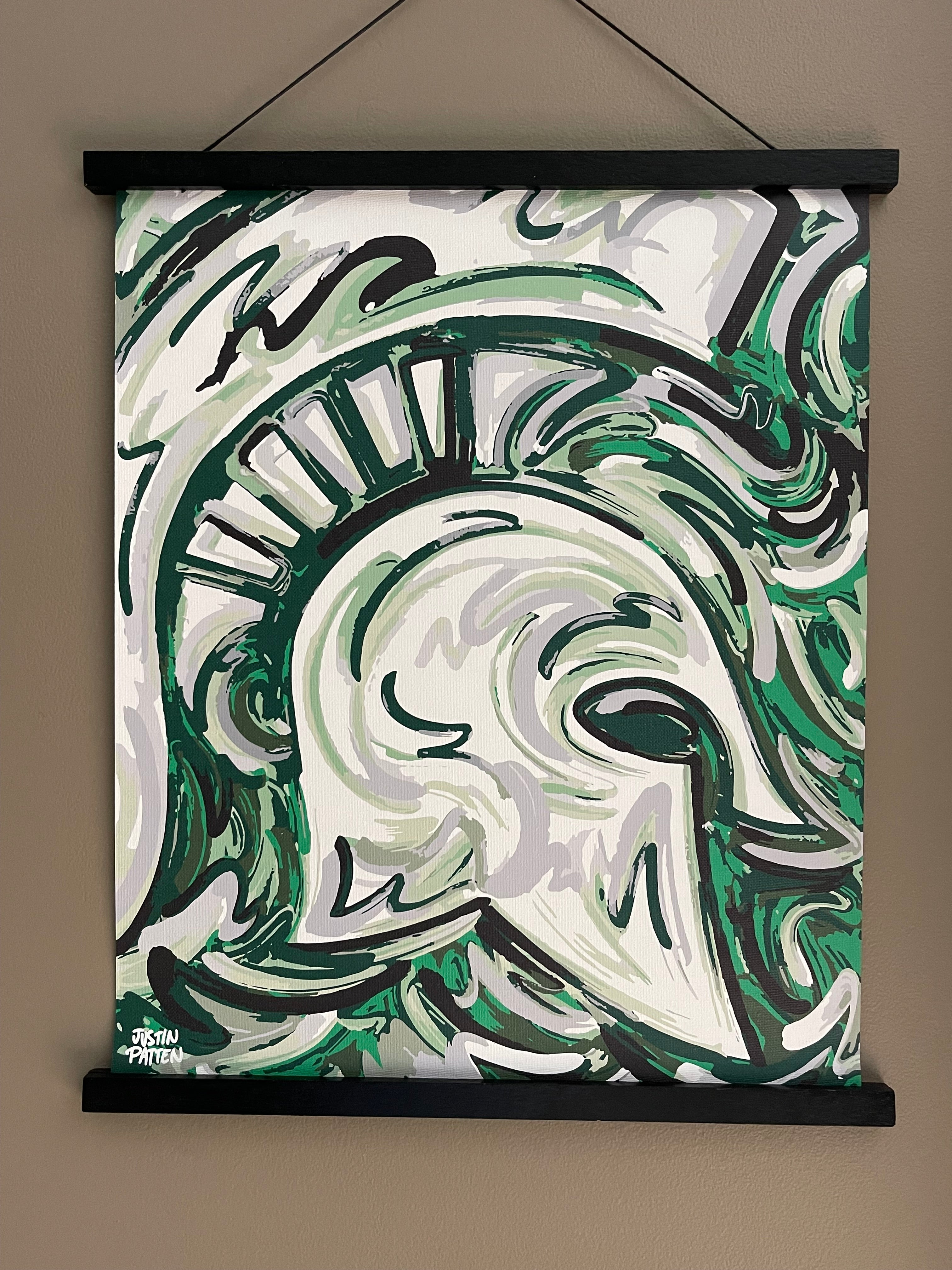 Michigan State University 16" x 20" Spartan Helmet Print by Justin Patten