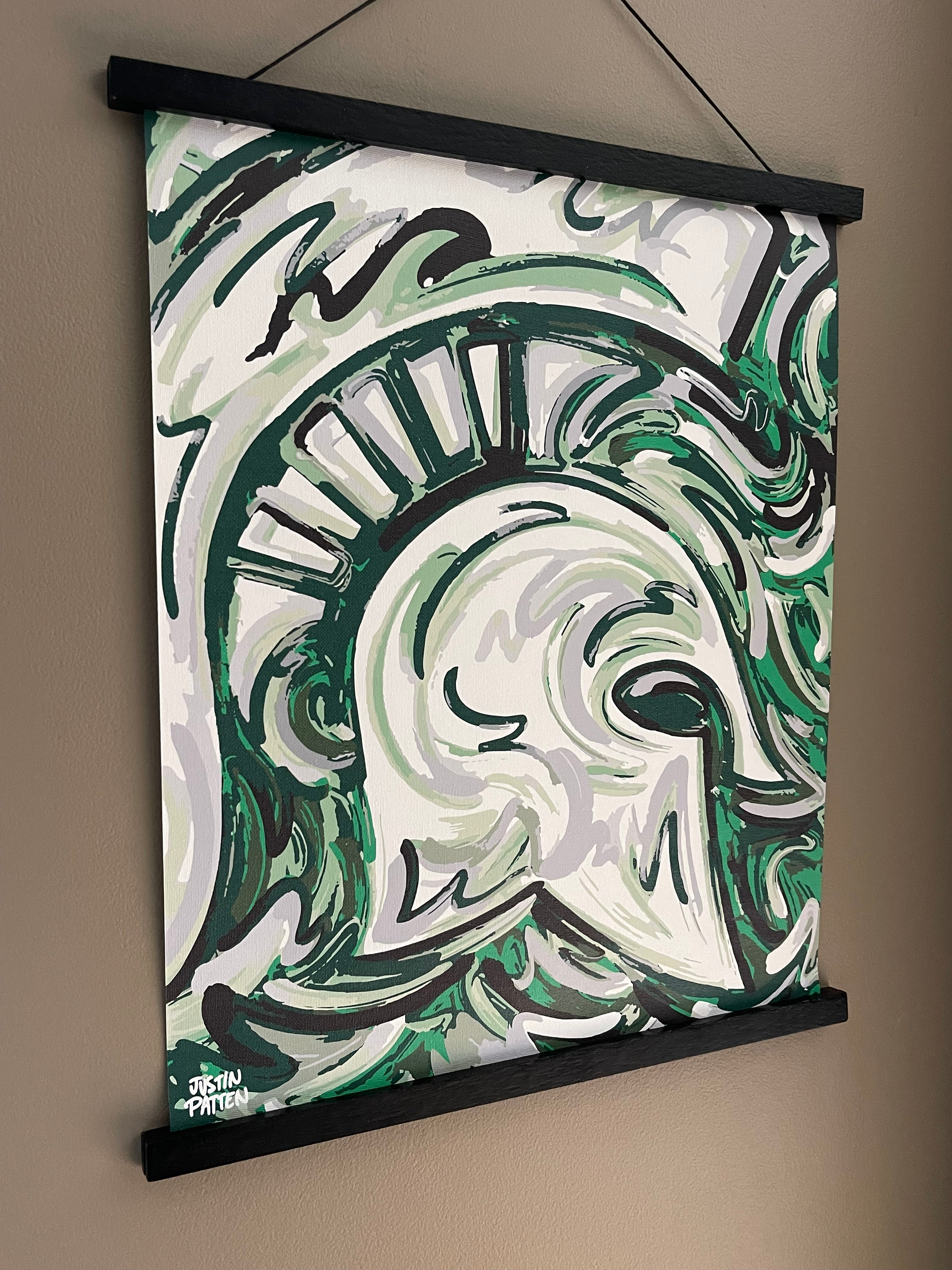 Michigan State University 16" x 20" Spartan Helmet Print by Justin Patten