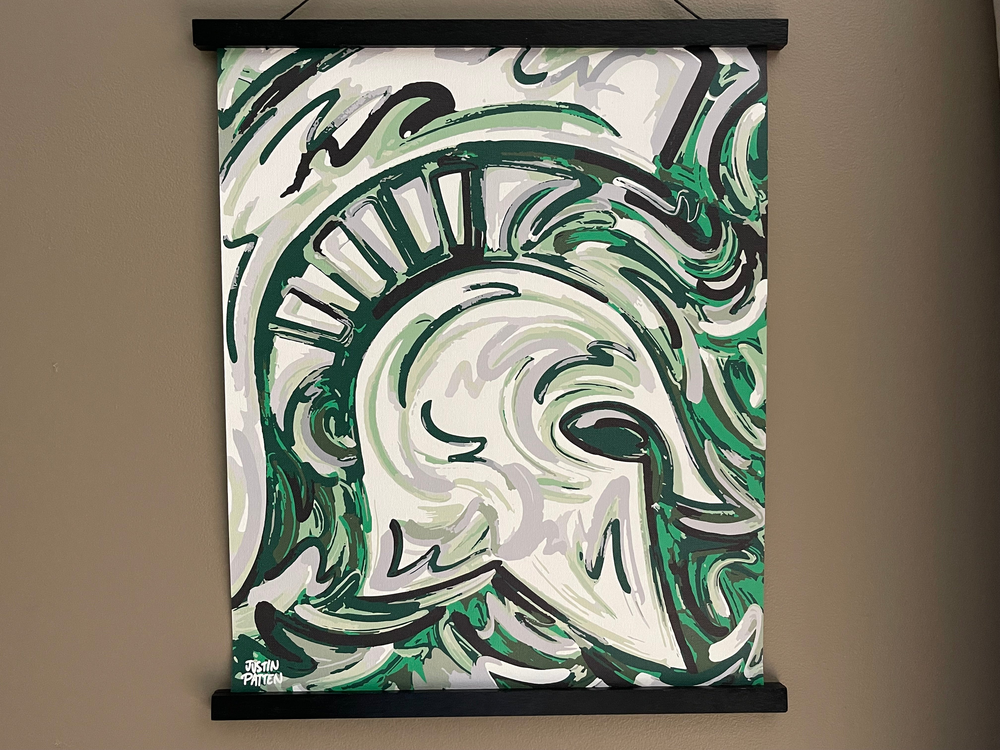 Michigan State University 16" x 20" Spartan Helmet Print by Justin Patten