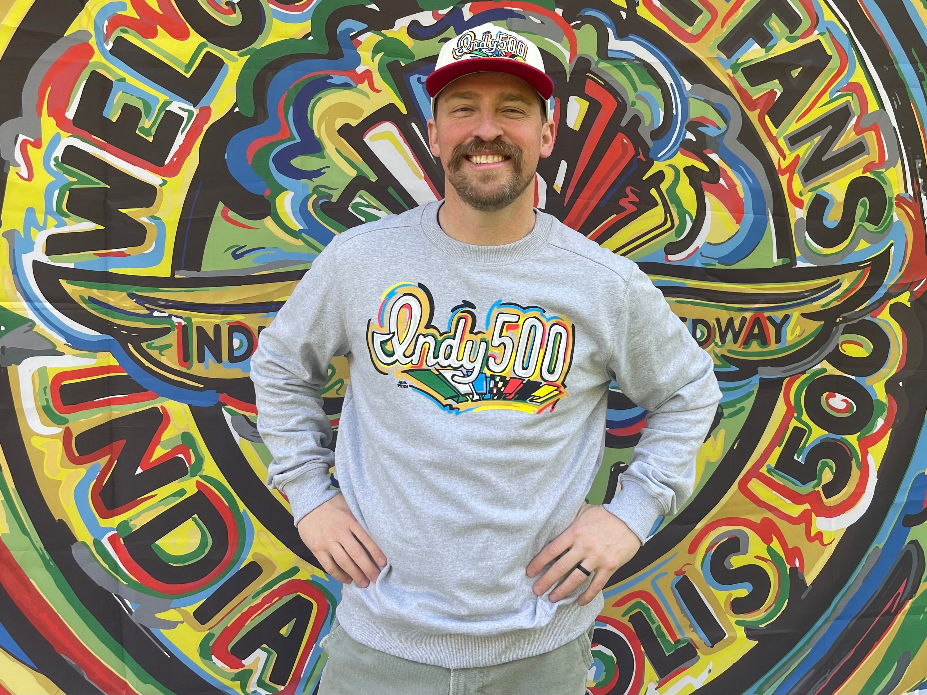 Indianapolis Motor Speedway Indy 500 Script Unisex Crew by Justin Patten (IMS, Indy 500, Pagoda, Wing and Wheel)