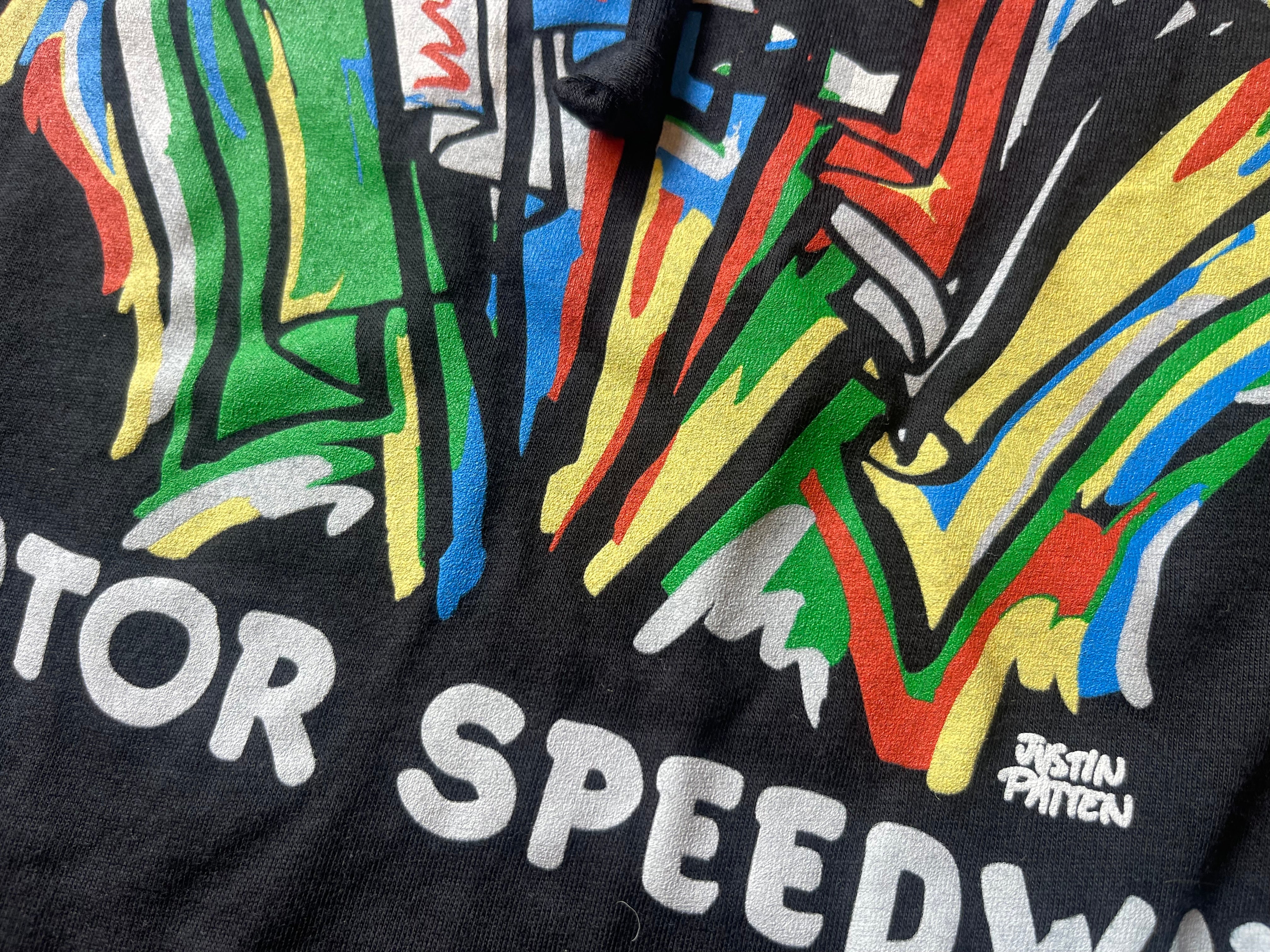 Indianapolis Motor Speedway Racing Flags Long Sleeve Hooded Tee by Justin Patten (IMS, Indy 500, Pagoda, Wing and Wheel)