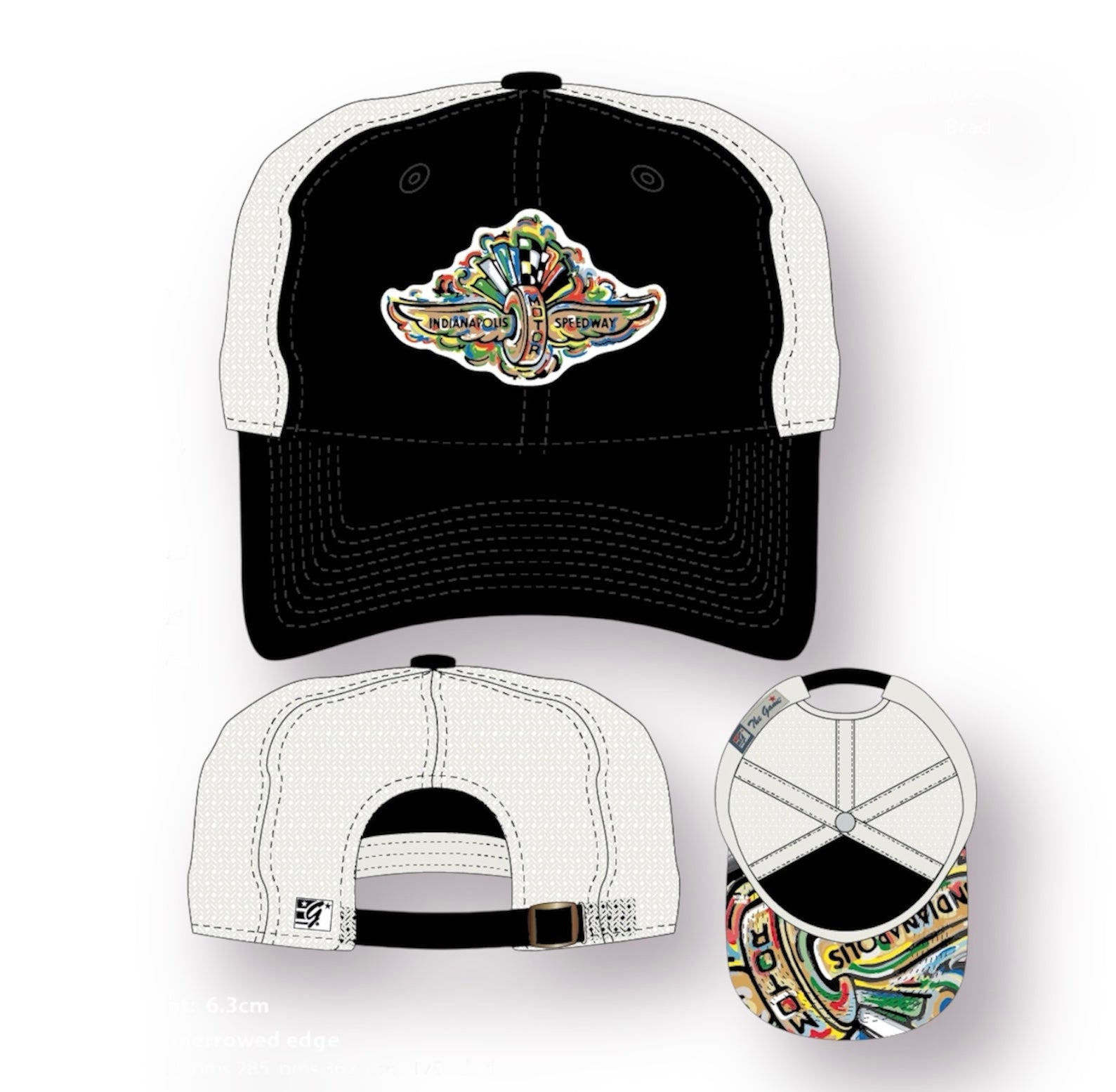 Indianapolis Motor Speedway Wing and Wheel Beach Wash Trucker Hat by Justin Patten (5 Colors)