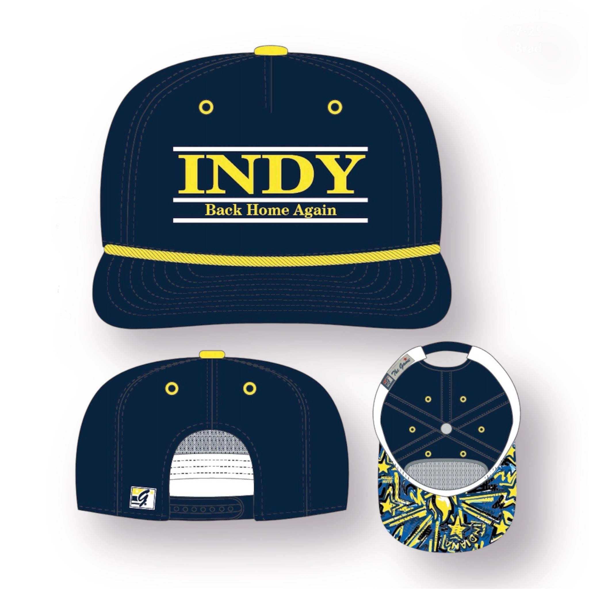 INDY "Back Home Again" Rope Hat by Justin Patten (Navy)(Pacers, INDY 500)