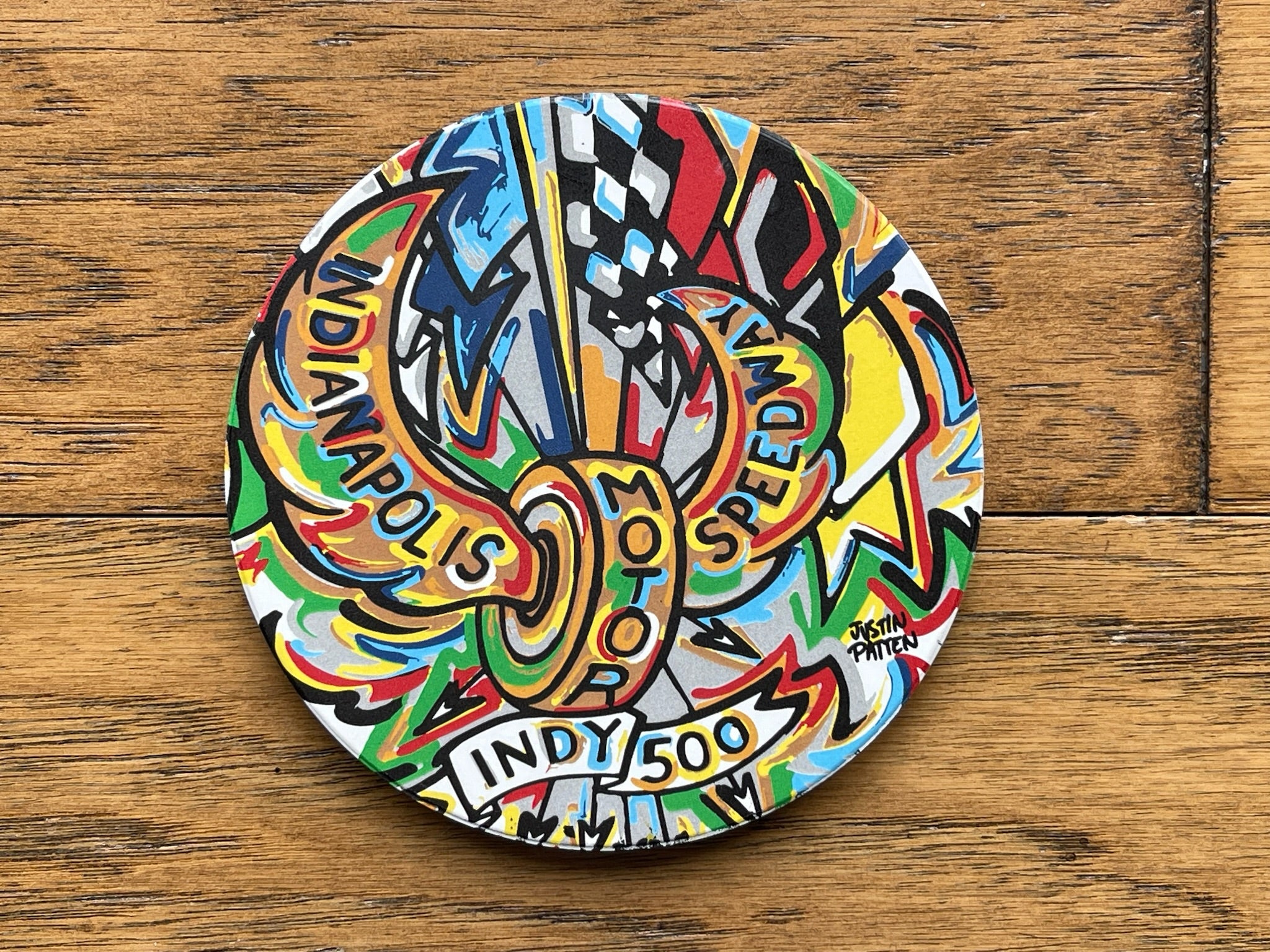 Indianapolis Motor Speedway Motion Wing and Wheel Stone Coaster by Justin Patten