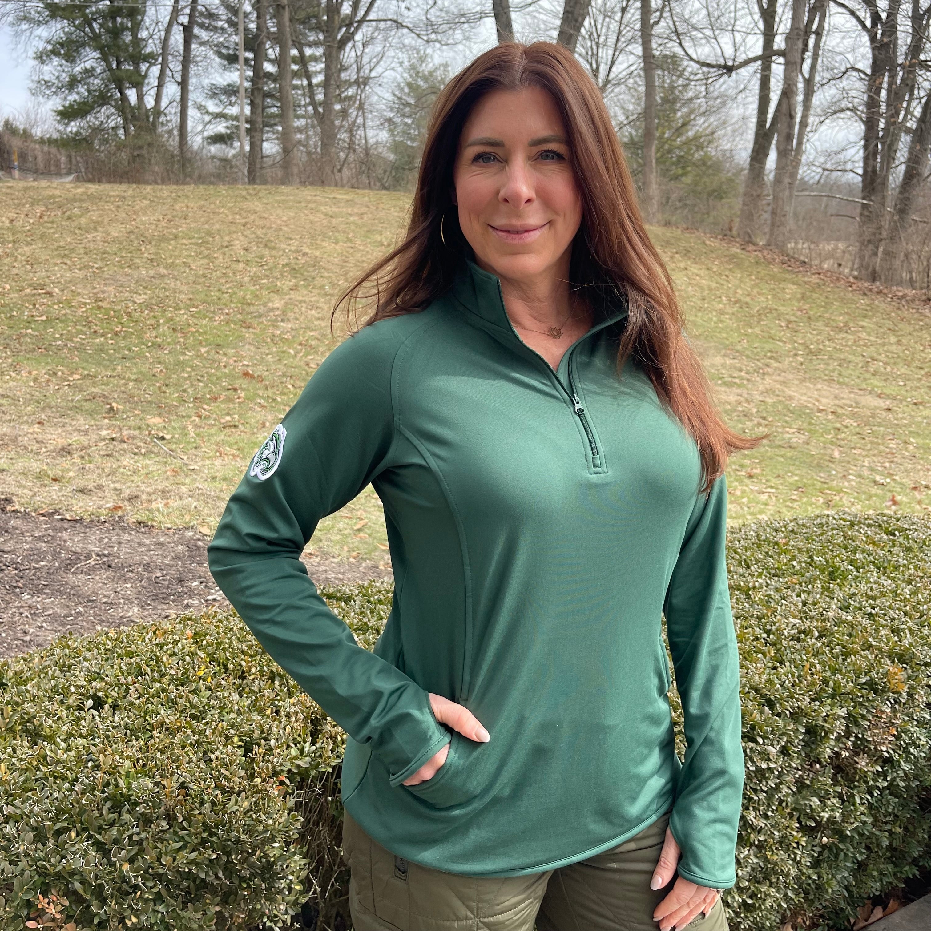 Zionsville Women's 1/4 Zip Up Jacket by Justin Patten (Green)