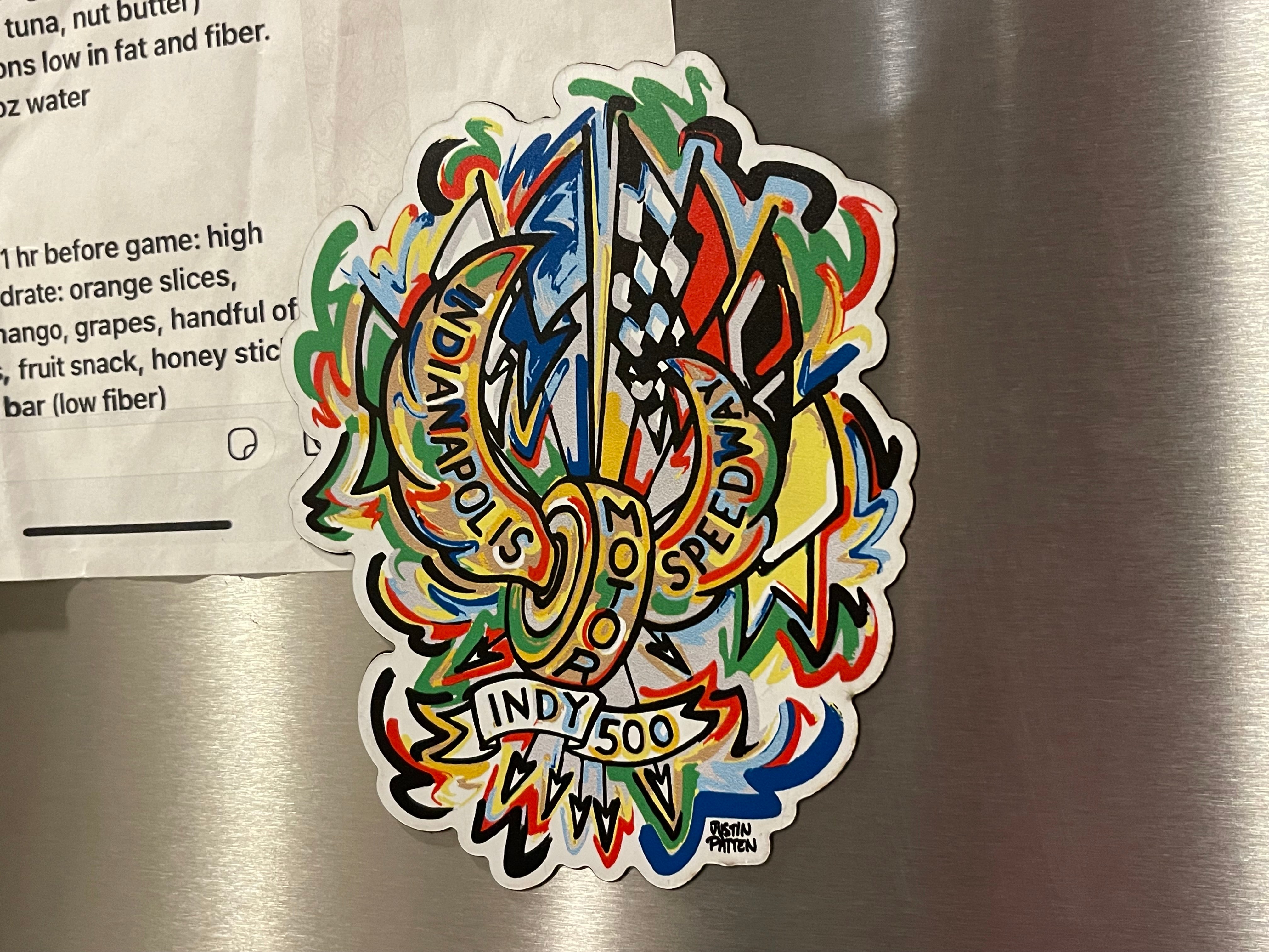Indianapolis Motor Speedway Motion Wing and Wheel Magnet by Justin Patten
