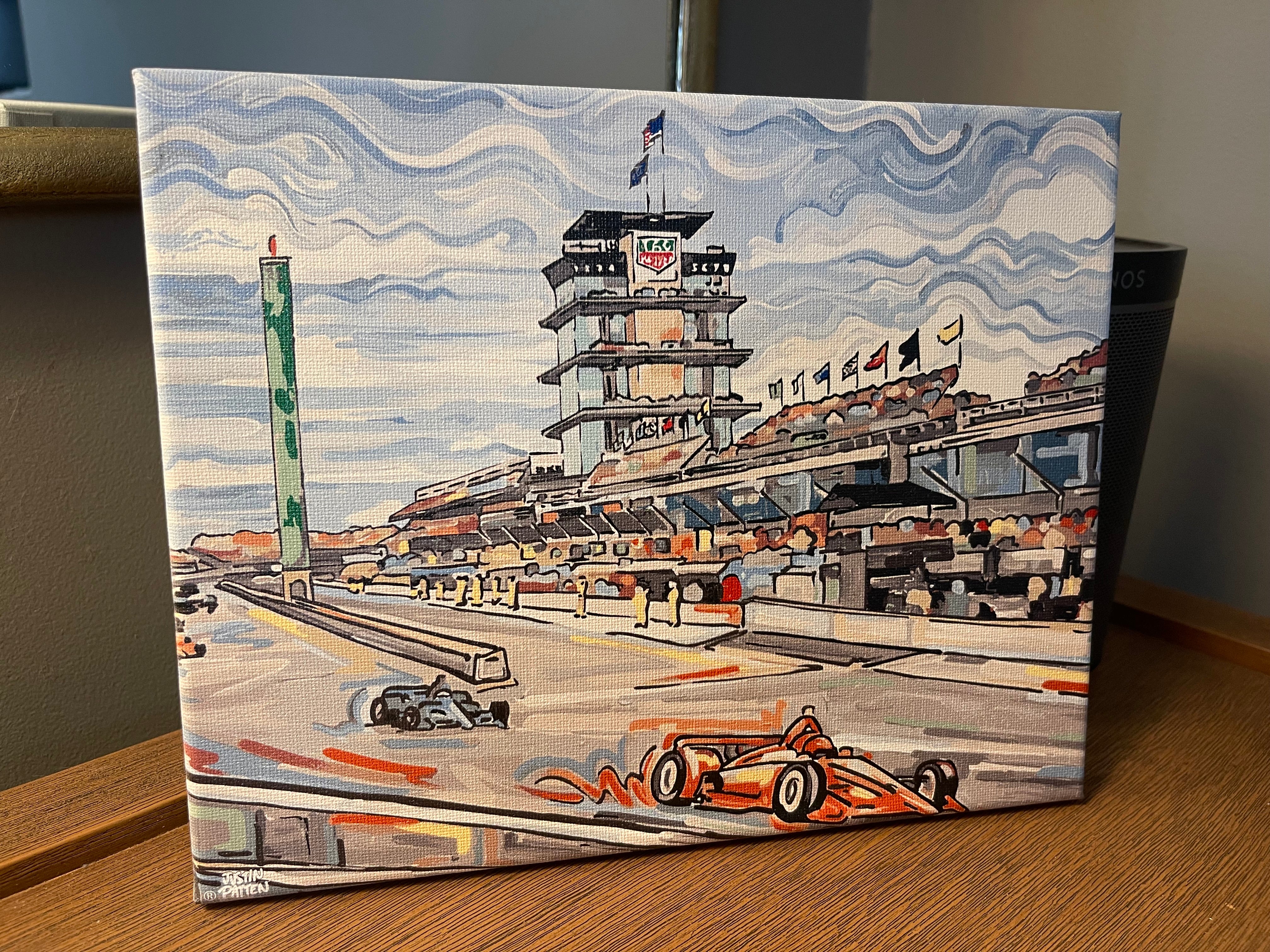 Indianapolis Motor Speedway 10"x8" Straightaway Wrapped Canvas Print by Justin Patten