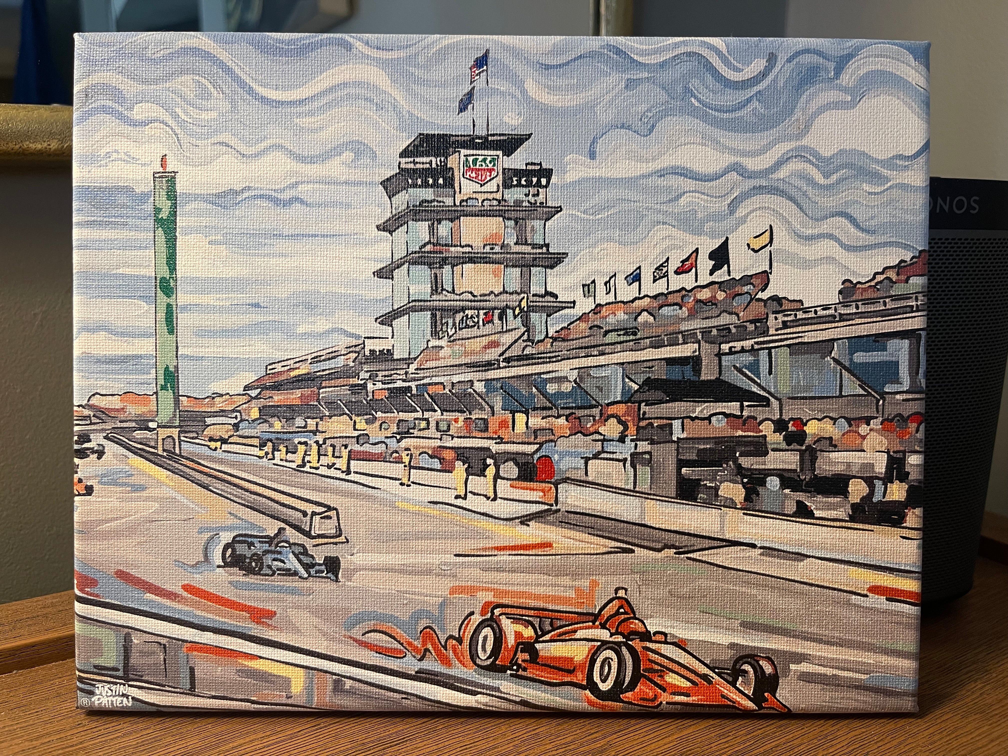 Indianapolis Motor Speedway 10"x8" Straightaway Wrapped Canvas Print by Justin Patten