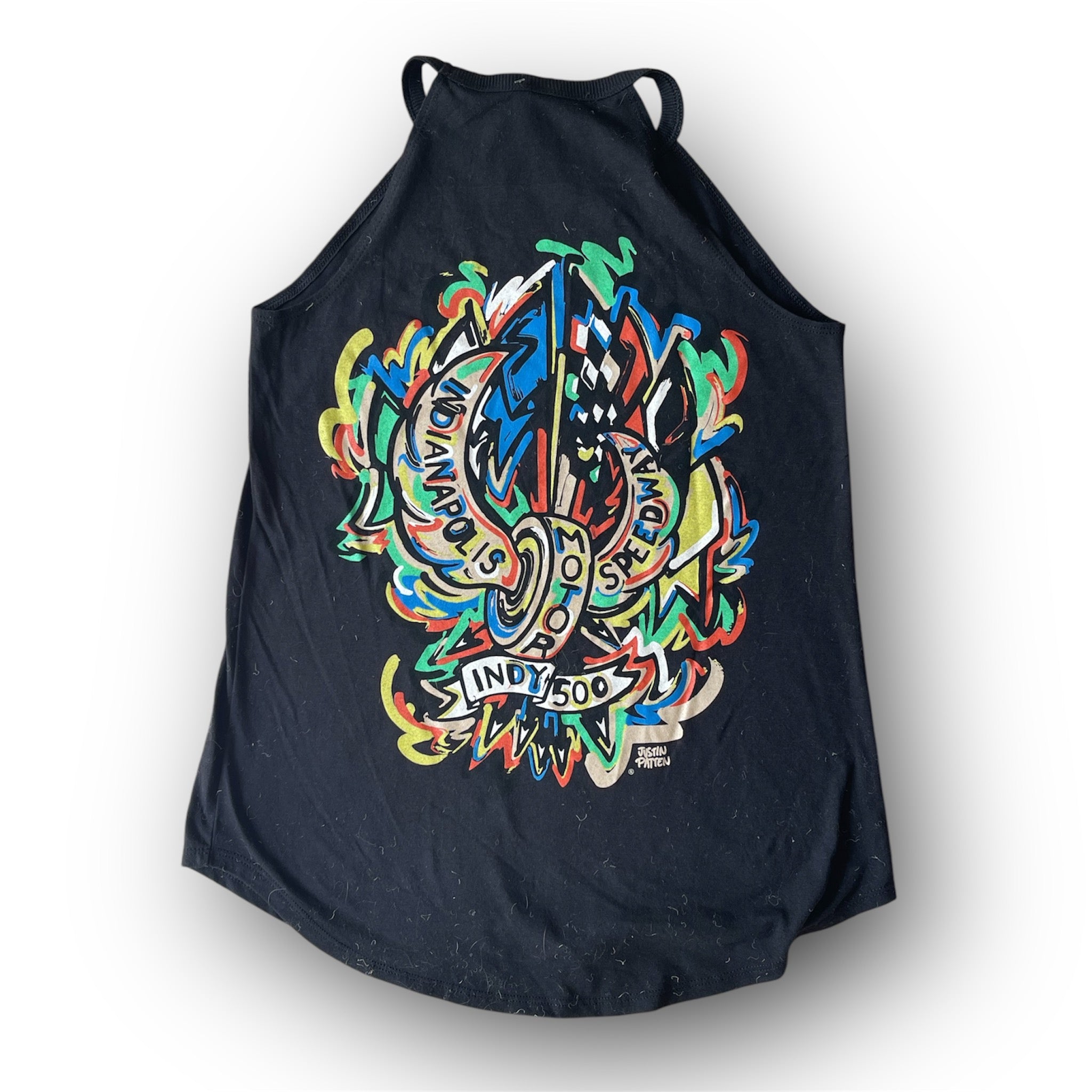 Indianapolis Motor Speedway Motion Wing and Wheel Women's Tank by Justin Patten (New 2025 Design) (Black)