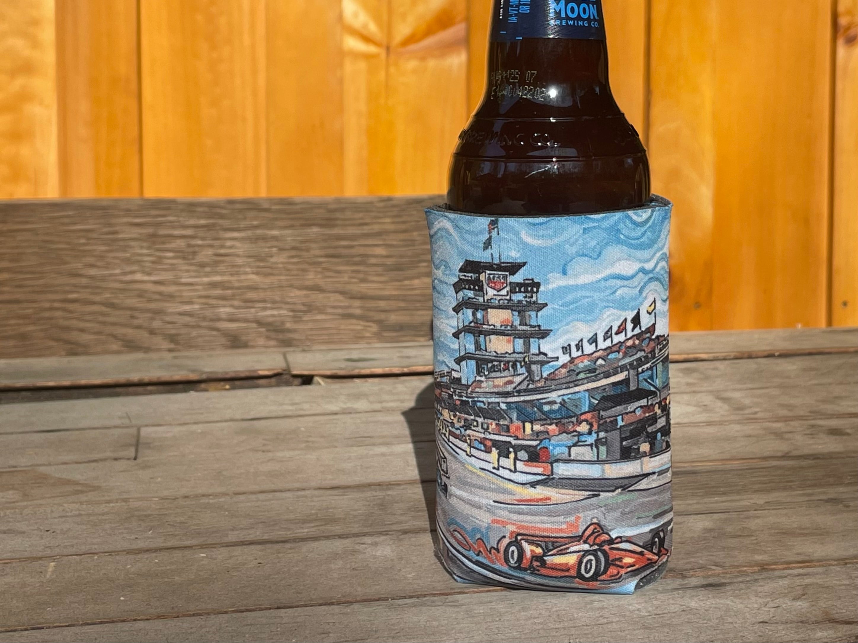 Indianapolis Motor Speedway Straightaway Koozie/ Drink Sleeve by Justin Patten (x2)(Indy 500,IMS,Racing)