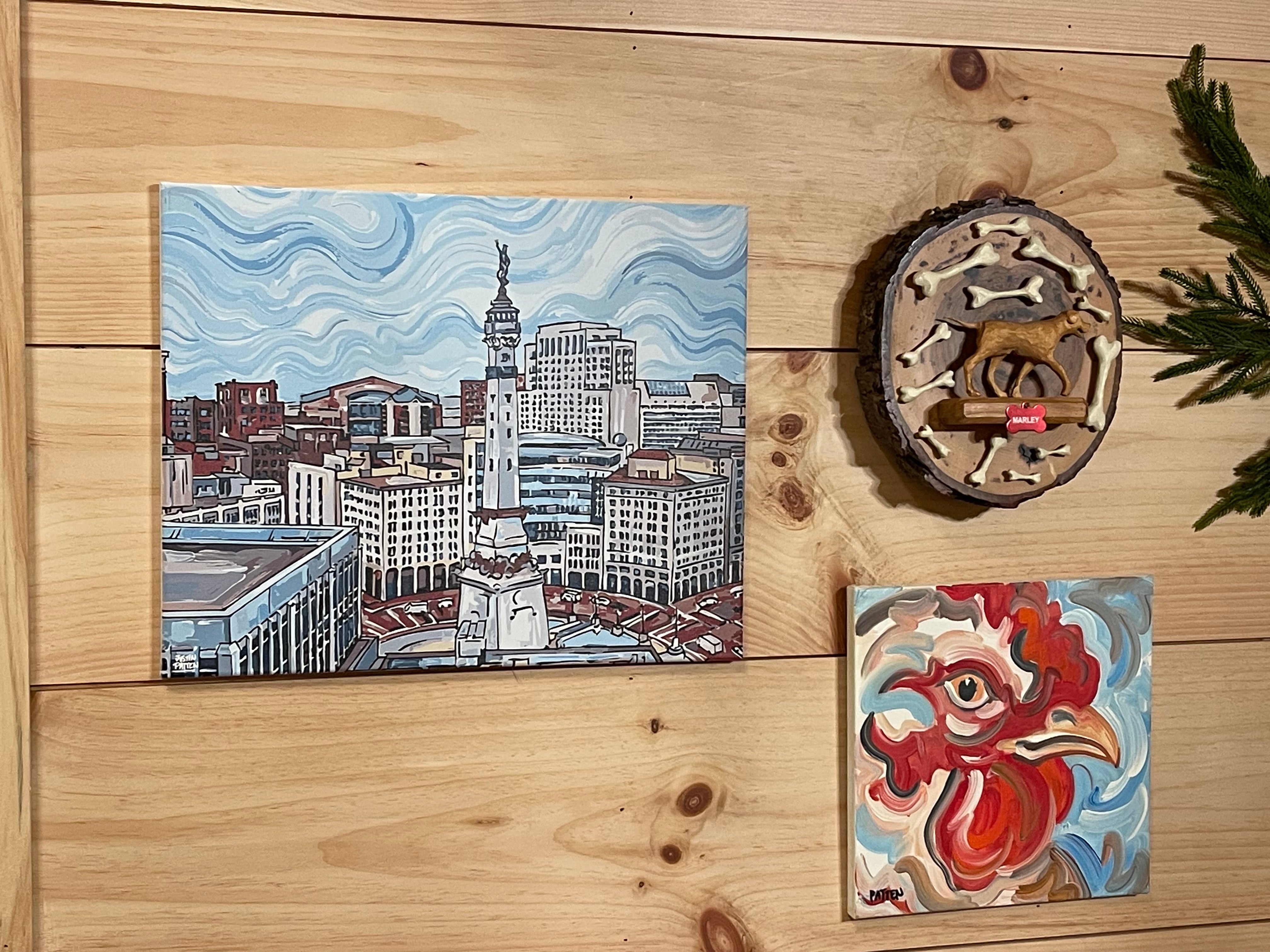 Indianapolis "The Circle" Skyline 20"x16" Wrapped Canvas Print by Justin Patten