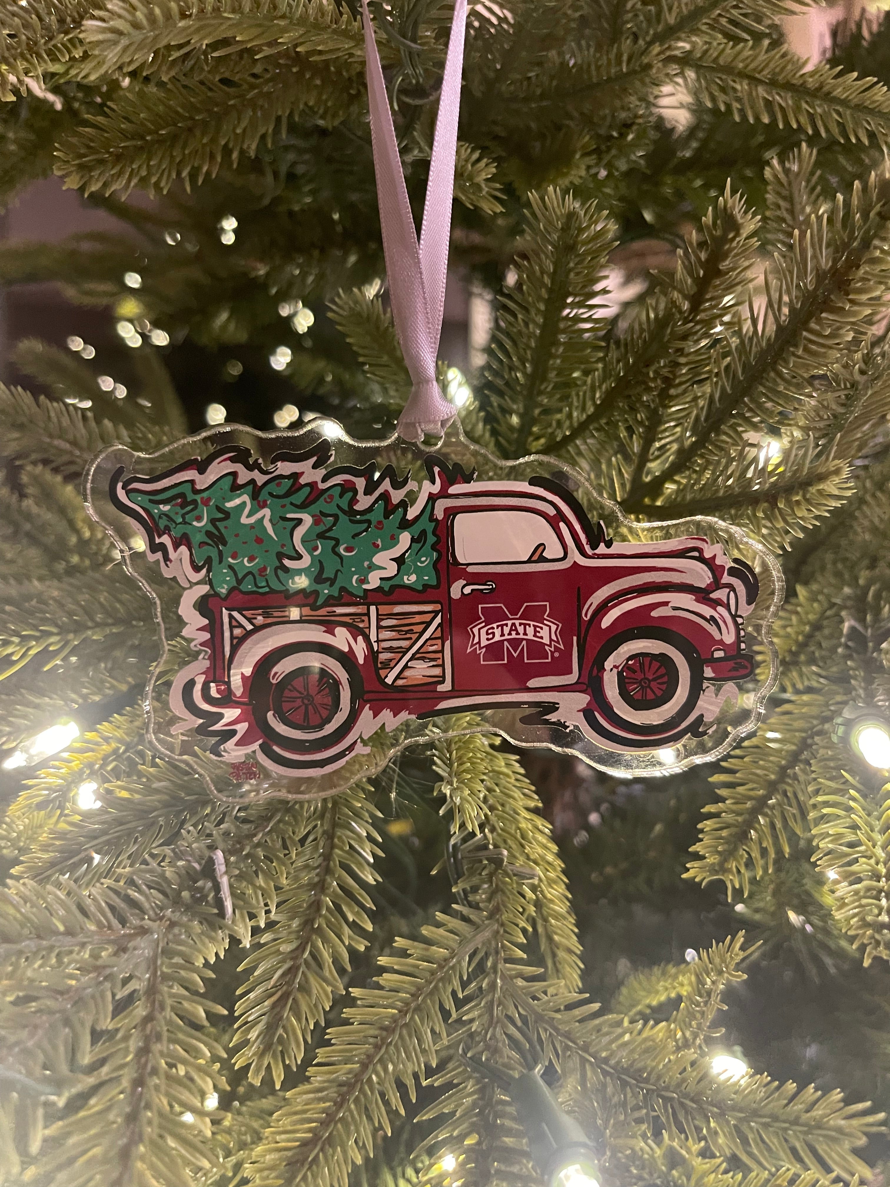 Mississippi State University Christmas Truck Ornament by Justin Patten