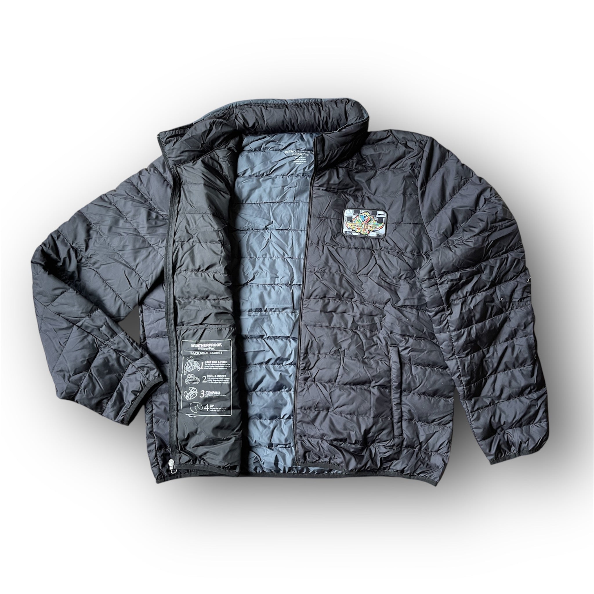 Indianapolis Motor Speedway Wing and Wheel Zip Up Packable Jacket by Justin Patten (Black)