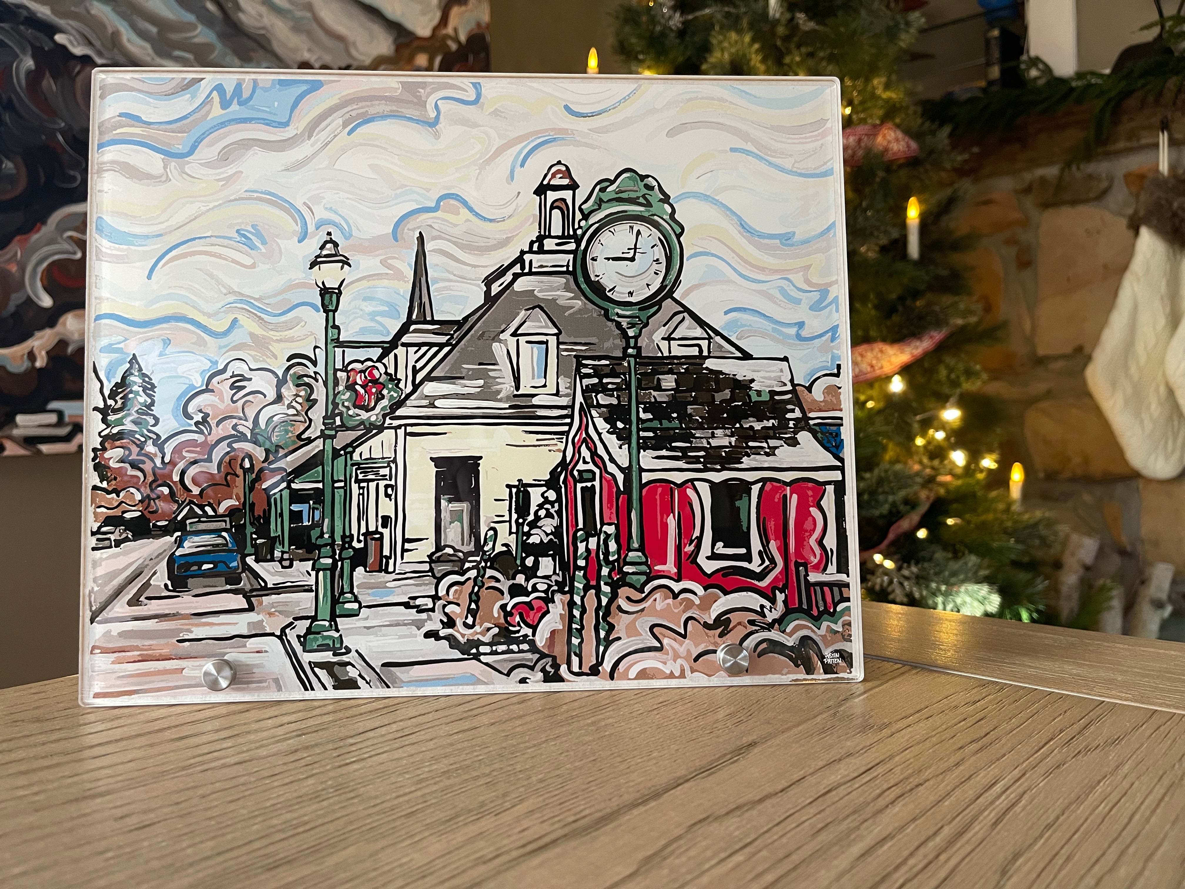 Zionsville's Santa House on Main Street Print on Acrylic 12" x 10" by Justin Patten