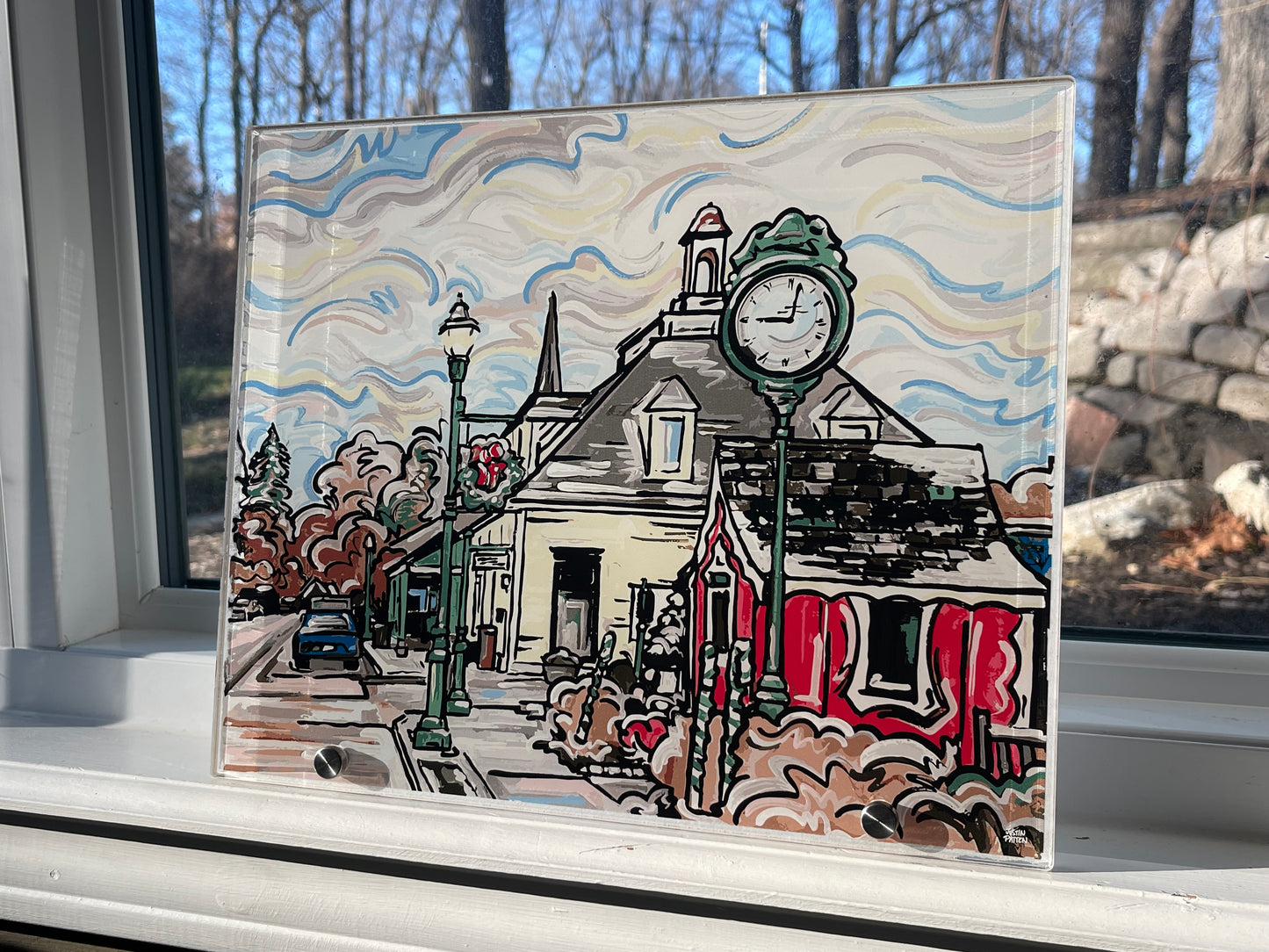 Zionsville's Santa House on Main Street Print on Acrylic 12" x 10"  by Justin Patten