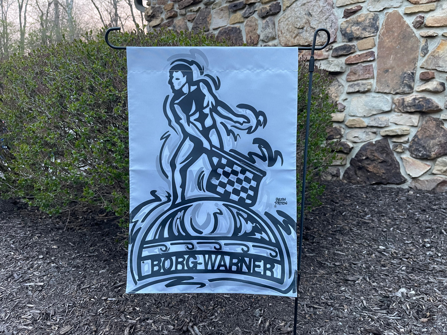 Borg Warner Indy 500 Trophy Garden Flag (12”x18” in.) by Justin Patten