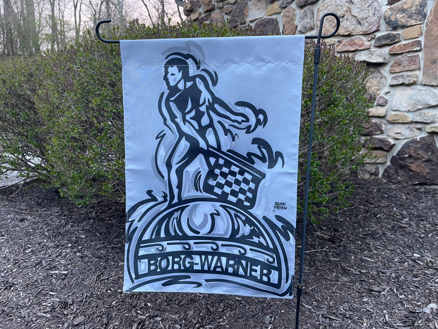 Borg Warner Indy 500 Trophy Garden Flag (12”x18” in.) by Justin Patten