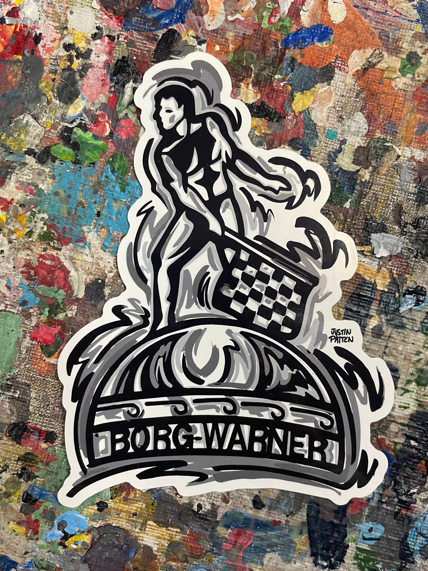 Borg Warner Trophy Large 4.5x6 inch Vinyl Sticker by Justin Patten (IMS, Indianapolis Motor Speedway)