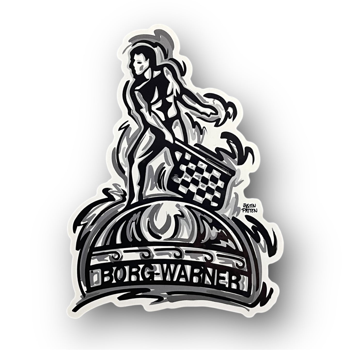 Borg Warner Trophy Large 4.5x6 inch Vinyl Sticker by Justin Patten (IMS, Indianapolis Motor Speedway)