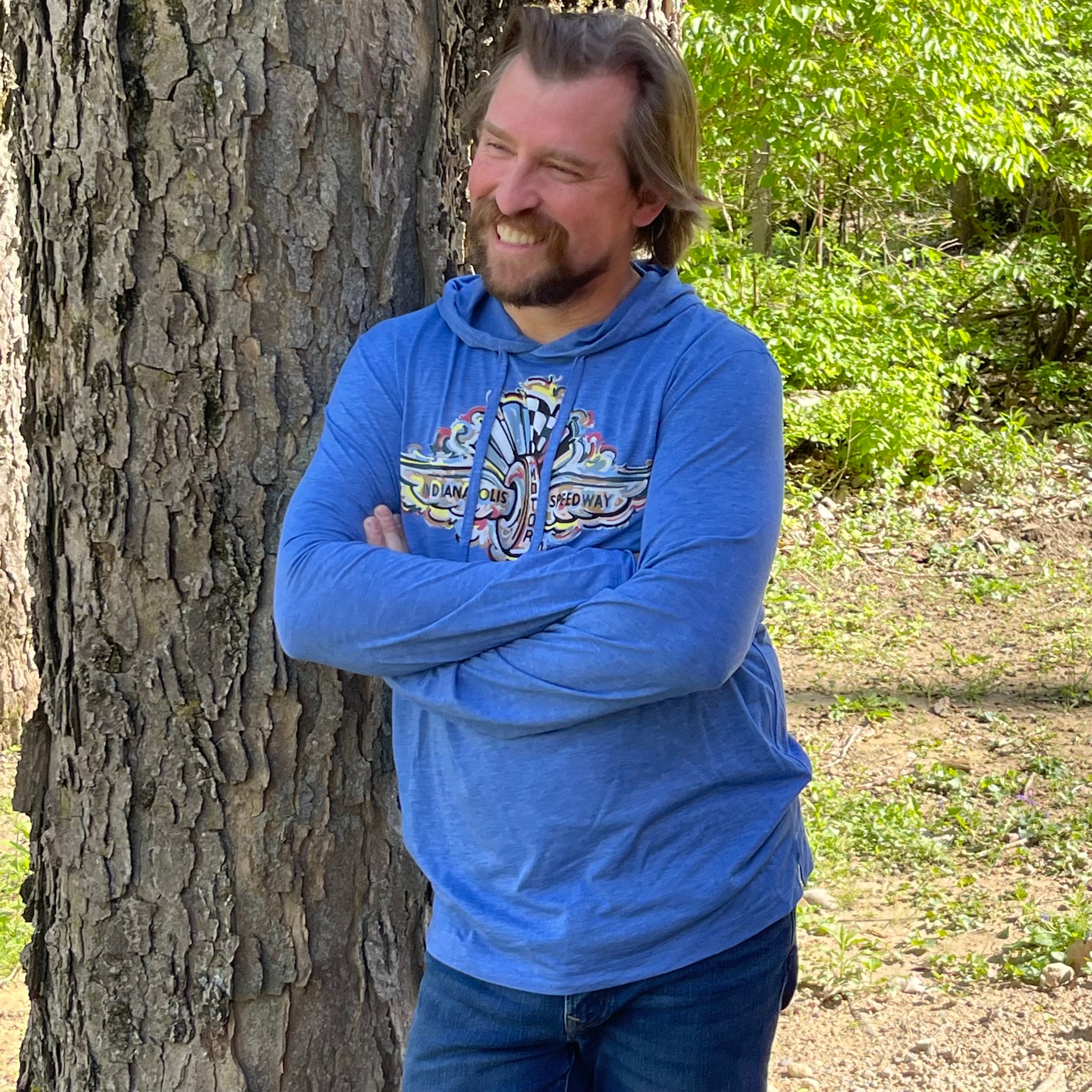 Indianapolis Motor Speedway Wing and Wheel Long Sleeve Hooded Tee by Justin Patten