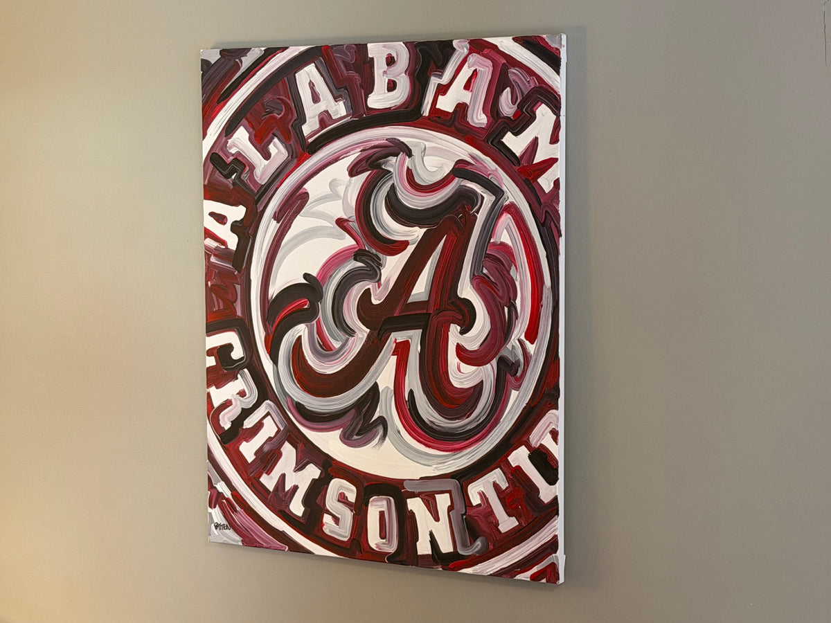 (Original Painting) University of Alabama A Painting by Justin Patten 24x30 (Crimson Tide, Roll Tide, Tuscaloosa, CLC)