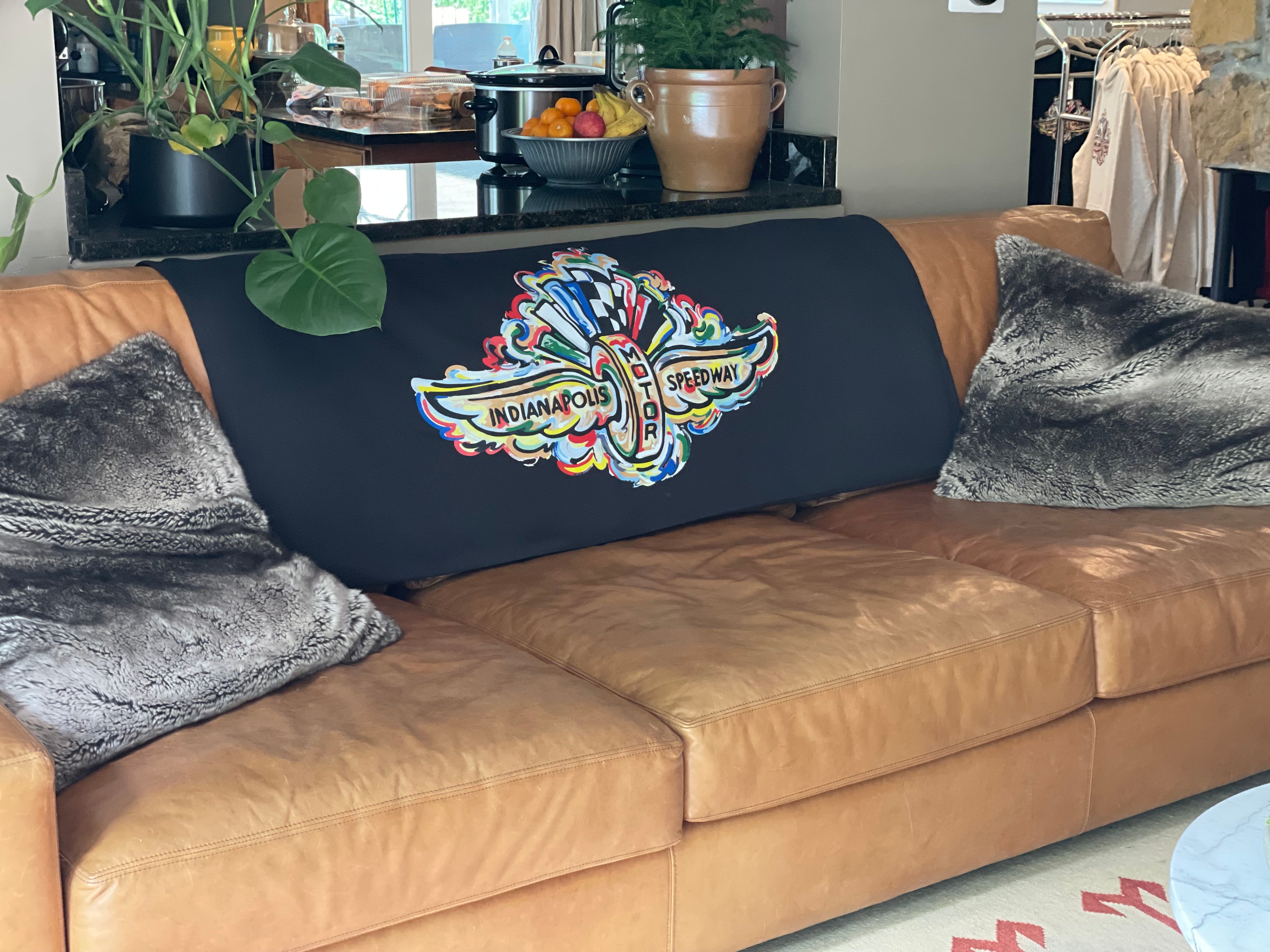 Indianapolis Motor Speedway Wing and Wheel Fleece Blanket (54" x 84") by Justin Patten