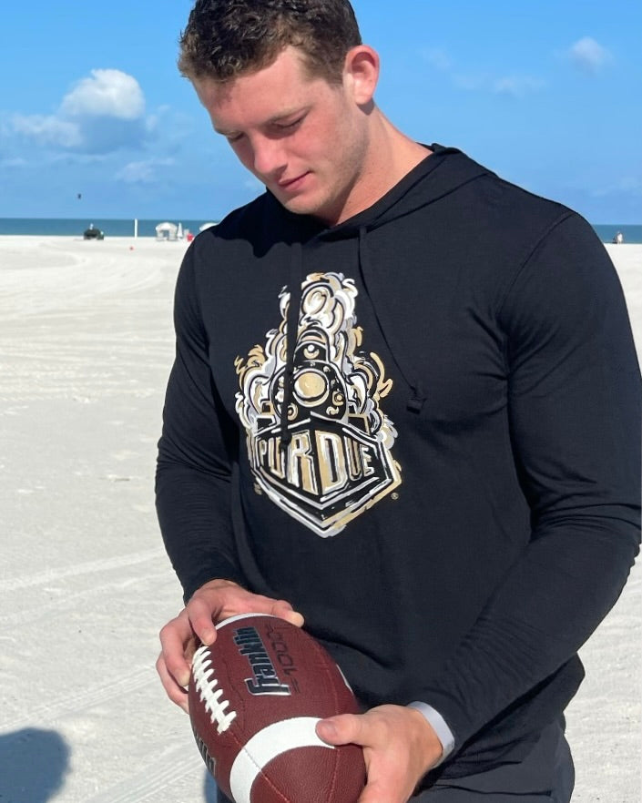 Purdue University Boilermaker Special Unisex Hooded Tee by Justin Patten (Black)