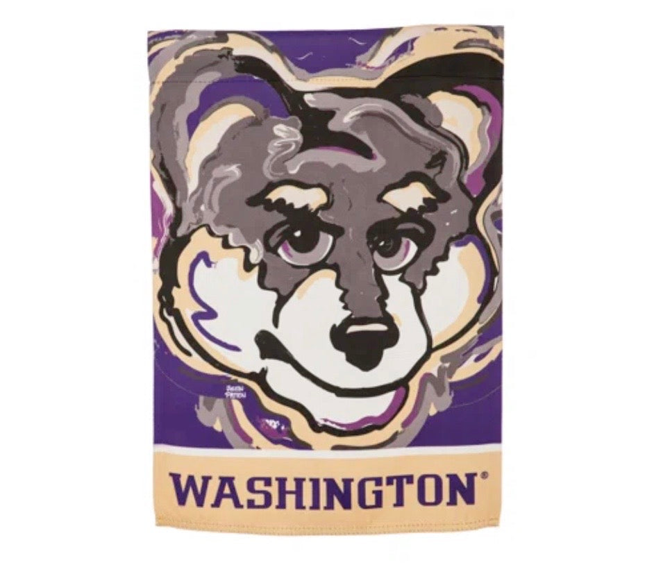 University of Washington Mascot Garden Flag 12" x 18" by Justin Patten