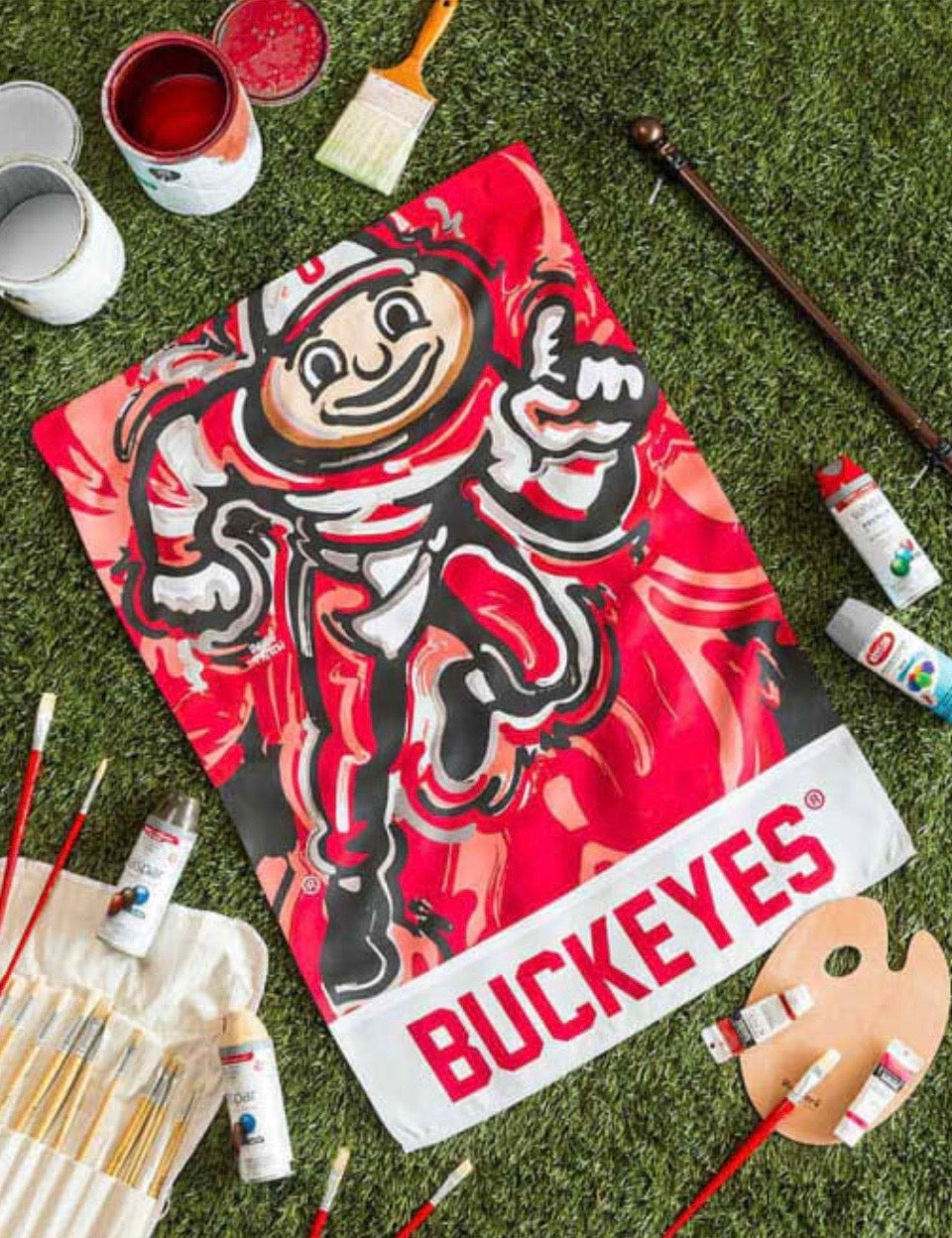 Ohio State University Mascot Garden Flag 12" x 18" by Justin Patten