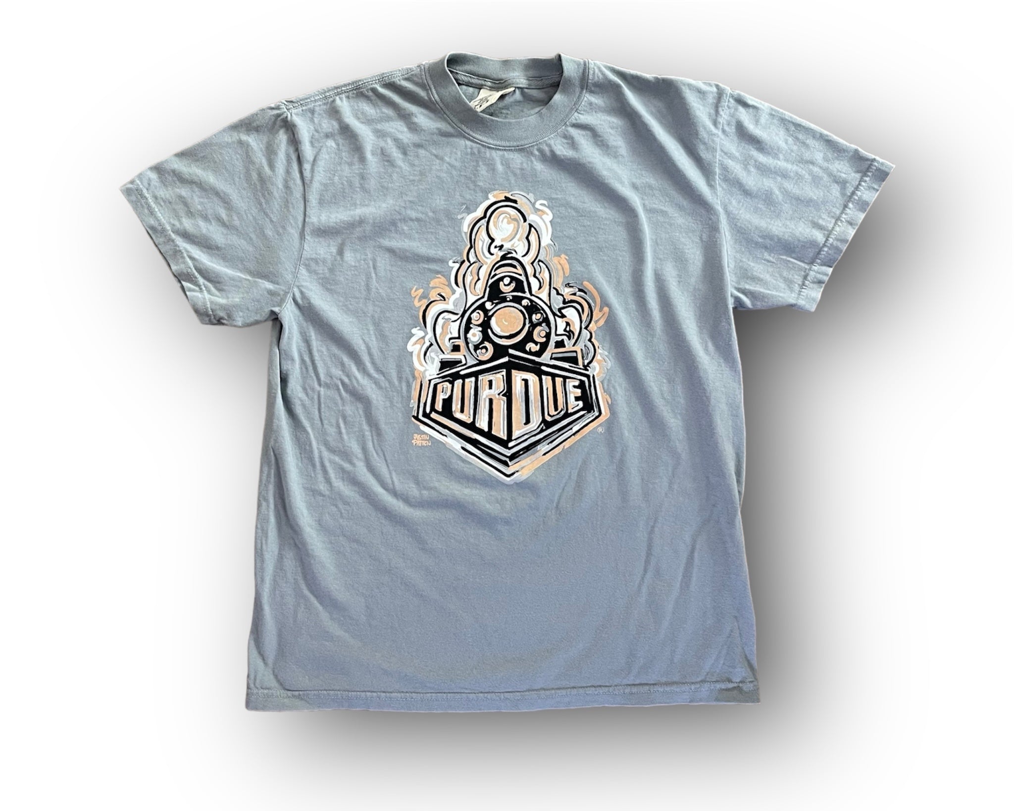 Purdue University Boilermaker Special Unisex Short Sleeve Grey Comfort Colors Tee by Justin Patten
