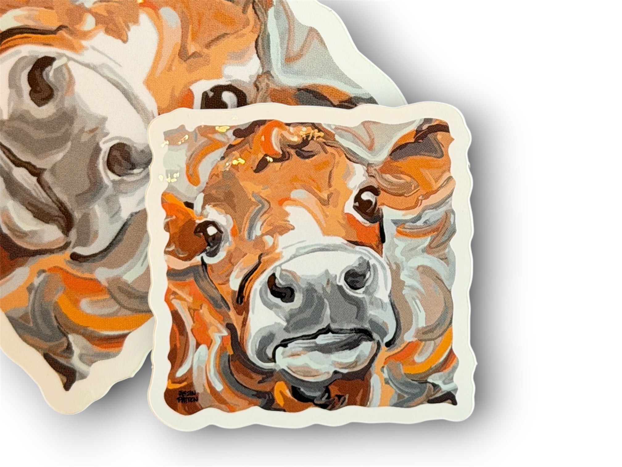 Cow Mini Vinyl Sticker by Justin Patten (Storm Striker Art, Cow Art)