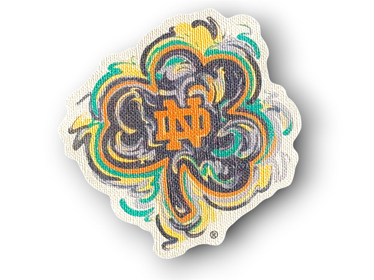 University of Notre Dame Clover Durable Sticker by Justin Patten (Officially Licensed Product, ND)