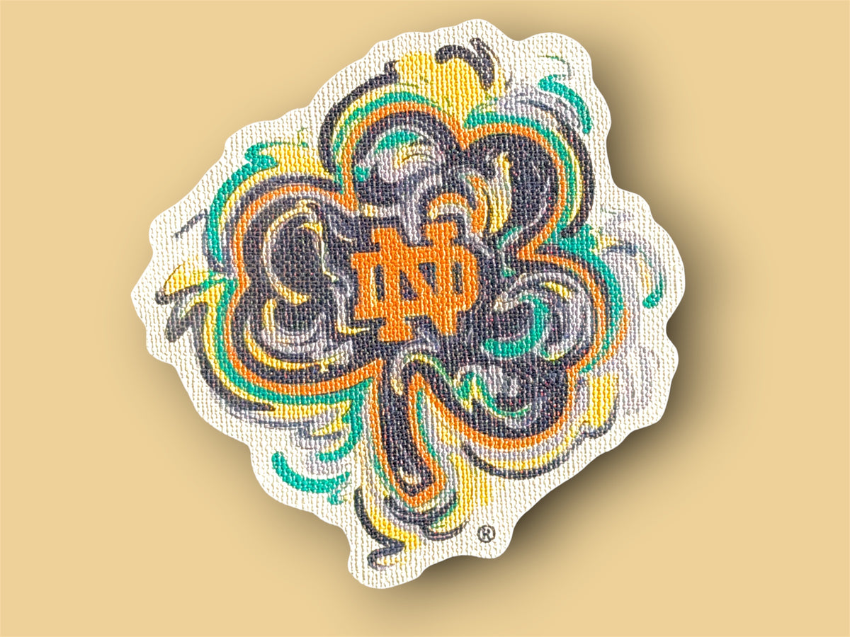 University of Notre Dame Clover Durable Sticker by Justin Patten (Officially Licensed Product, ND)