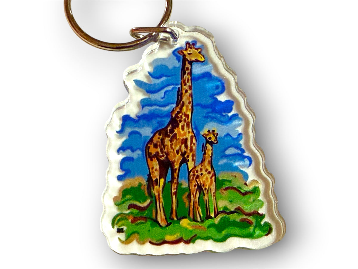 Giraffe with Baby Keychain by Justin Patten (Animals, Baby Animals)