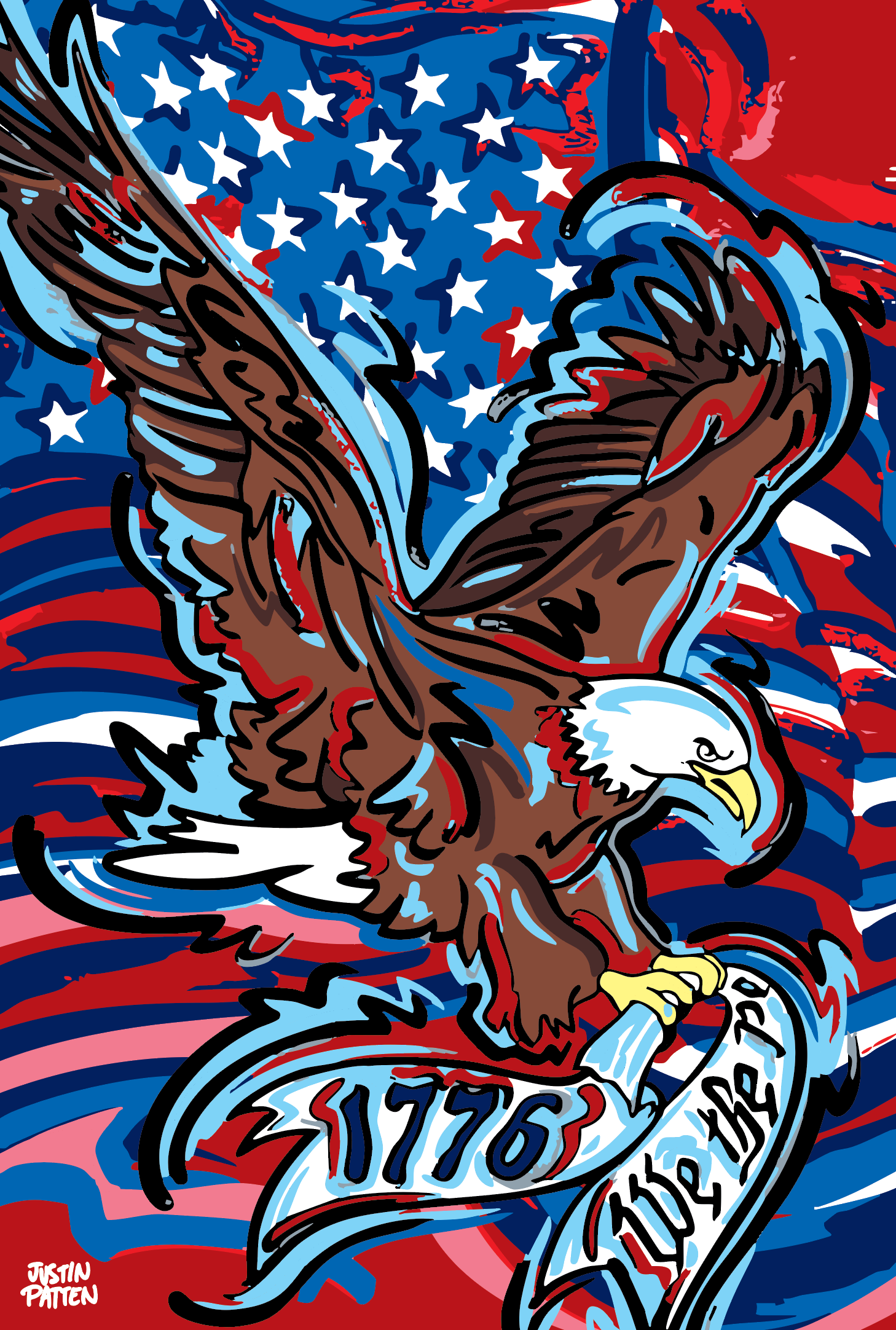 Fourth of July USA 1776 Bald Eagle House Flag (29”x43” in.) by Justin Patten (We The People)