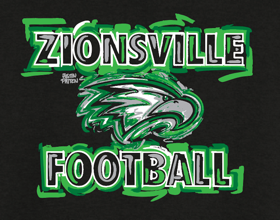 Zionsville Football Unisex Fleece Full Zip Hoodie by Justin Patten (Black)