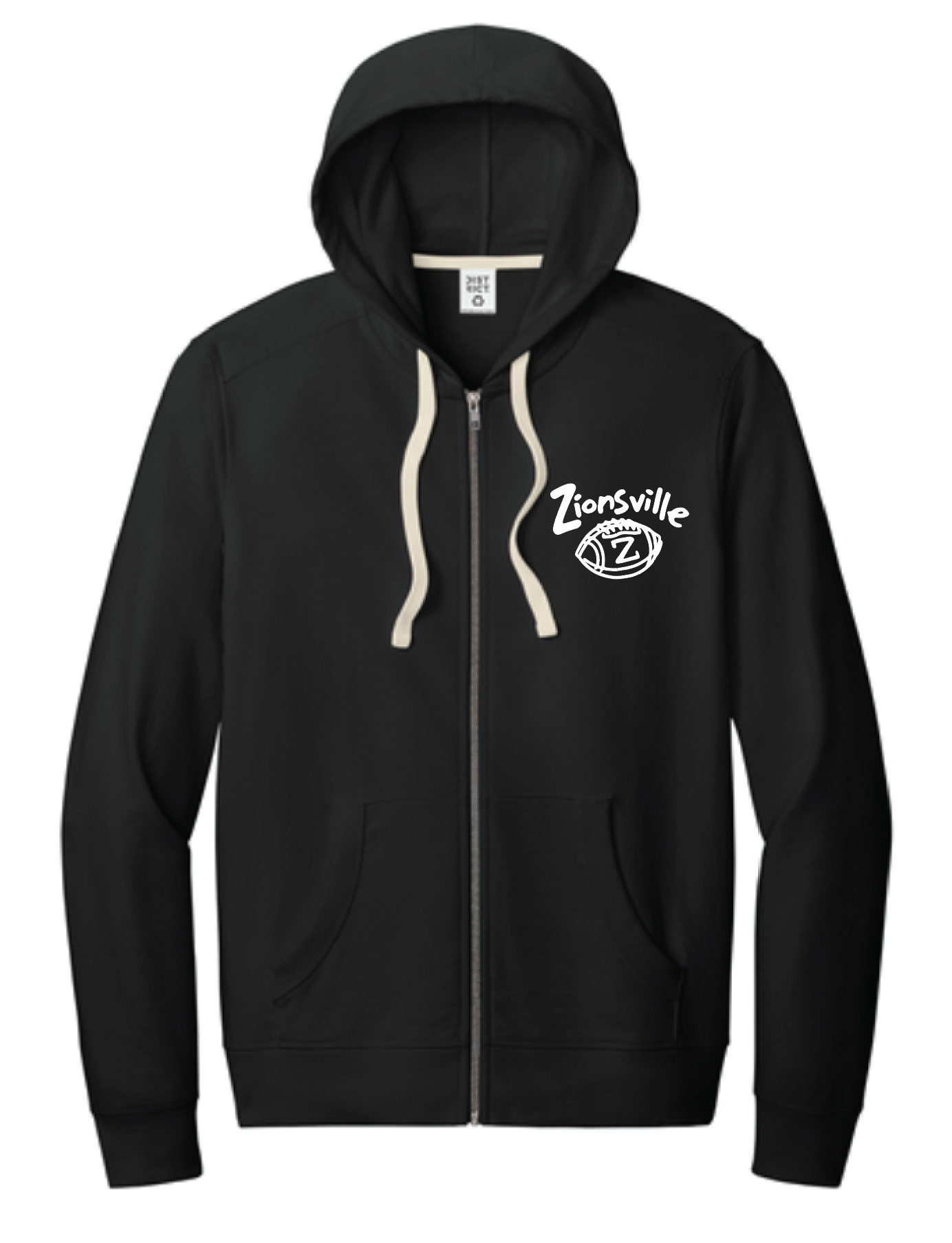 Zionsville Football Unisex Fleece Full Zip Hoodie by Justin Patten (Black)