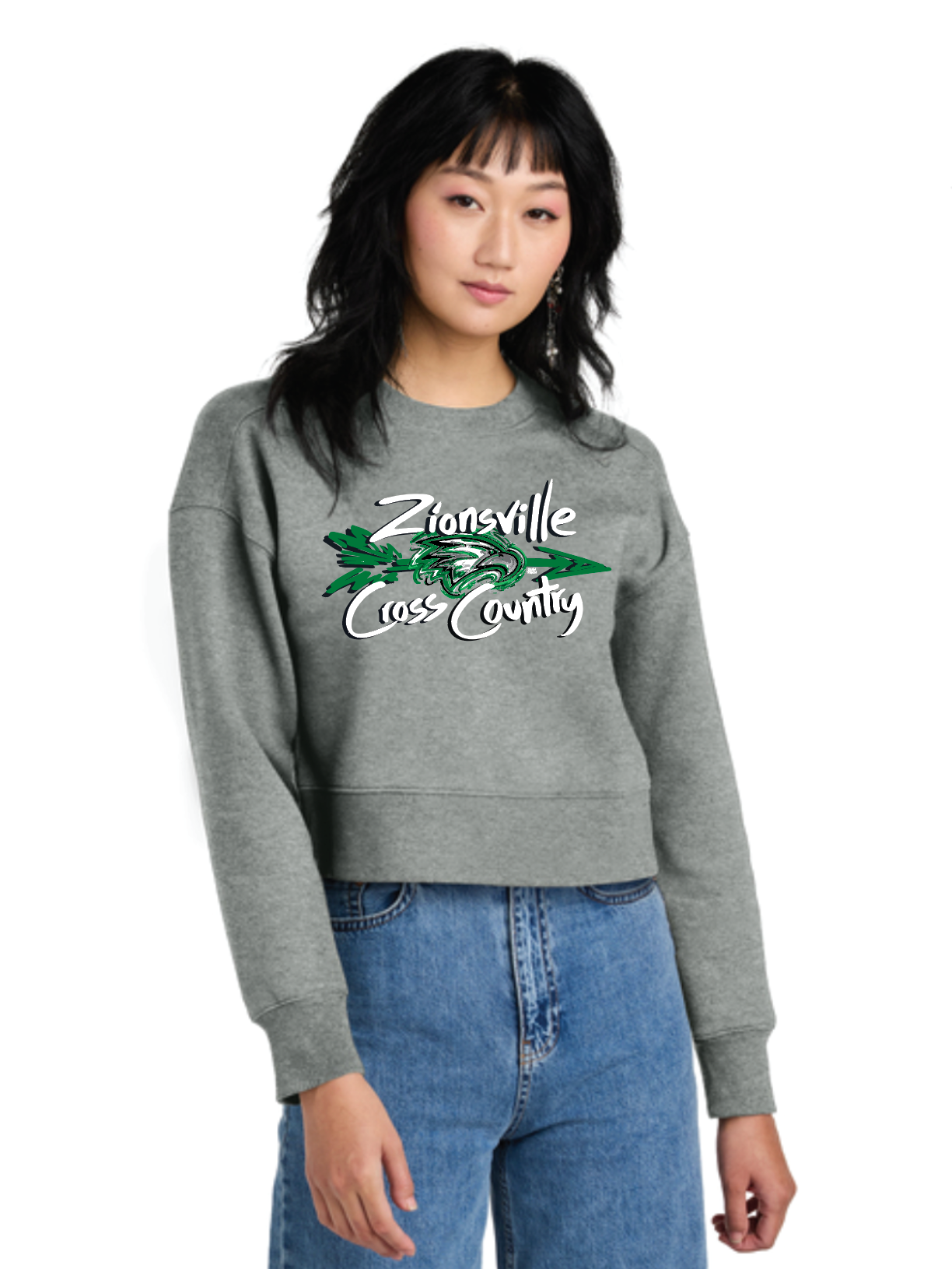 Zionsville Cross Country Women's Cropped Crew Fleece by Justin Patten (Pre Order till August 8th)