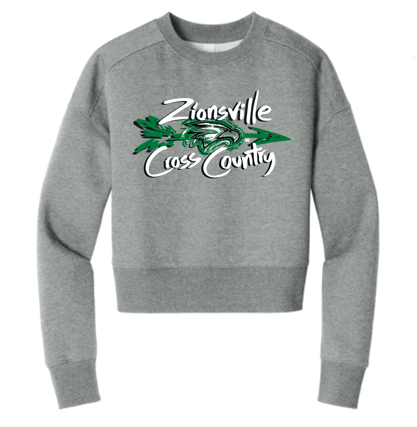 Zionsville Cross Country Women's Cropped Crew Fleece by Justin Patten (Pre Order till August 8th)