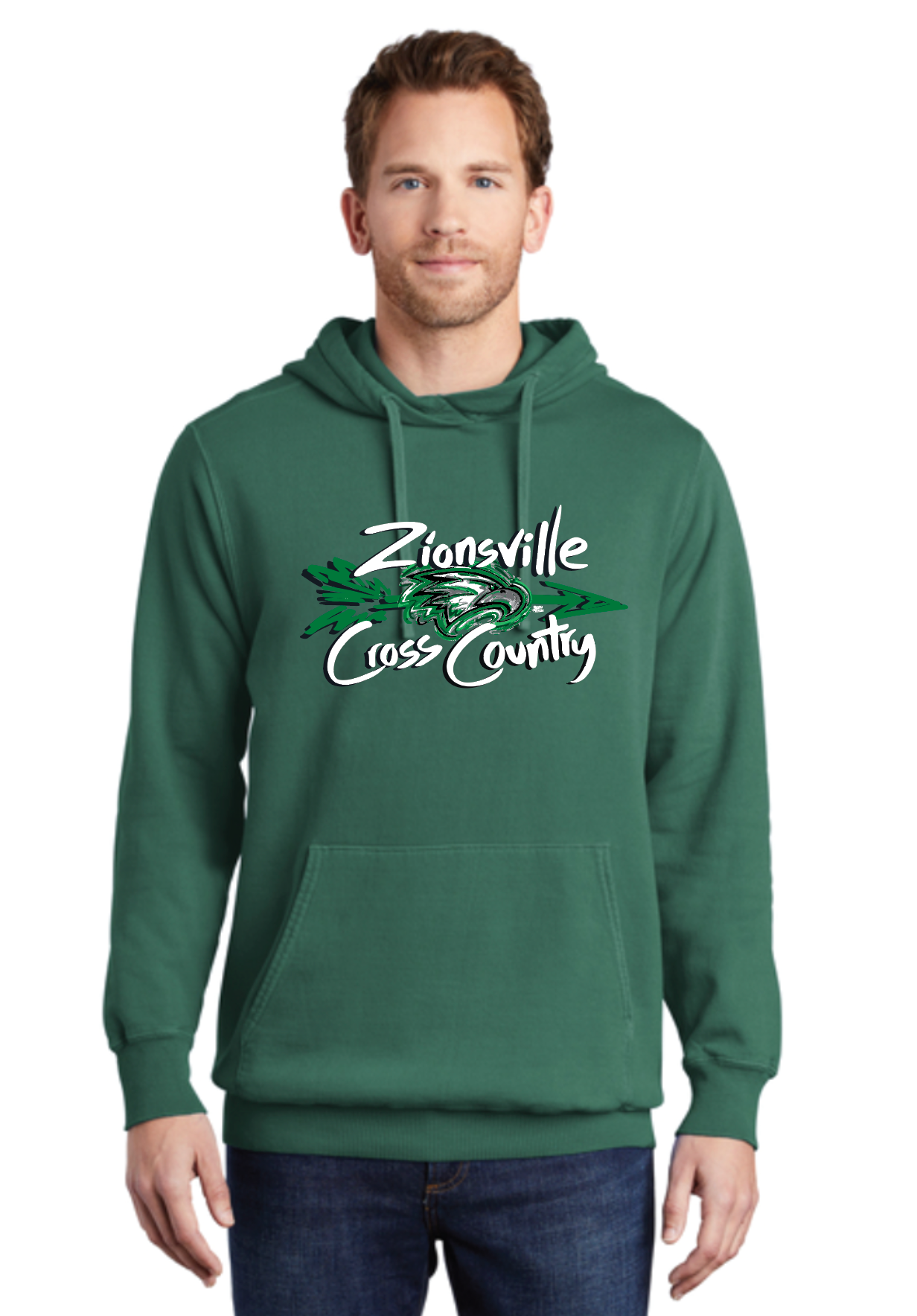 Zionsville Cross Country 50/50 Unisex Fleece Pigment Dyed Hoodie by Justin Patten (Pre Order till August 8th)