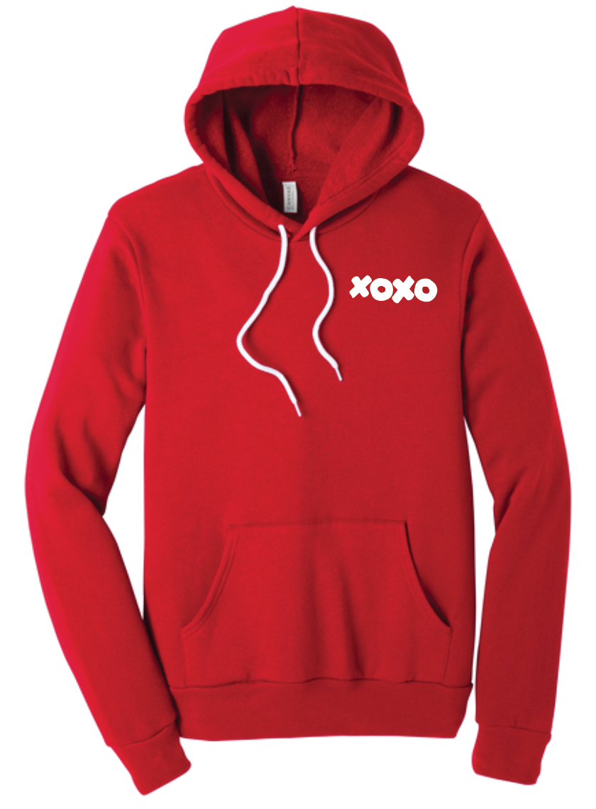 Valentine's Day Red Hot Unisex Fleece Hoodie by Justin Patten (Love, Valentine, Heart, XOXO)