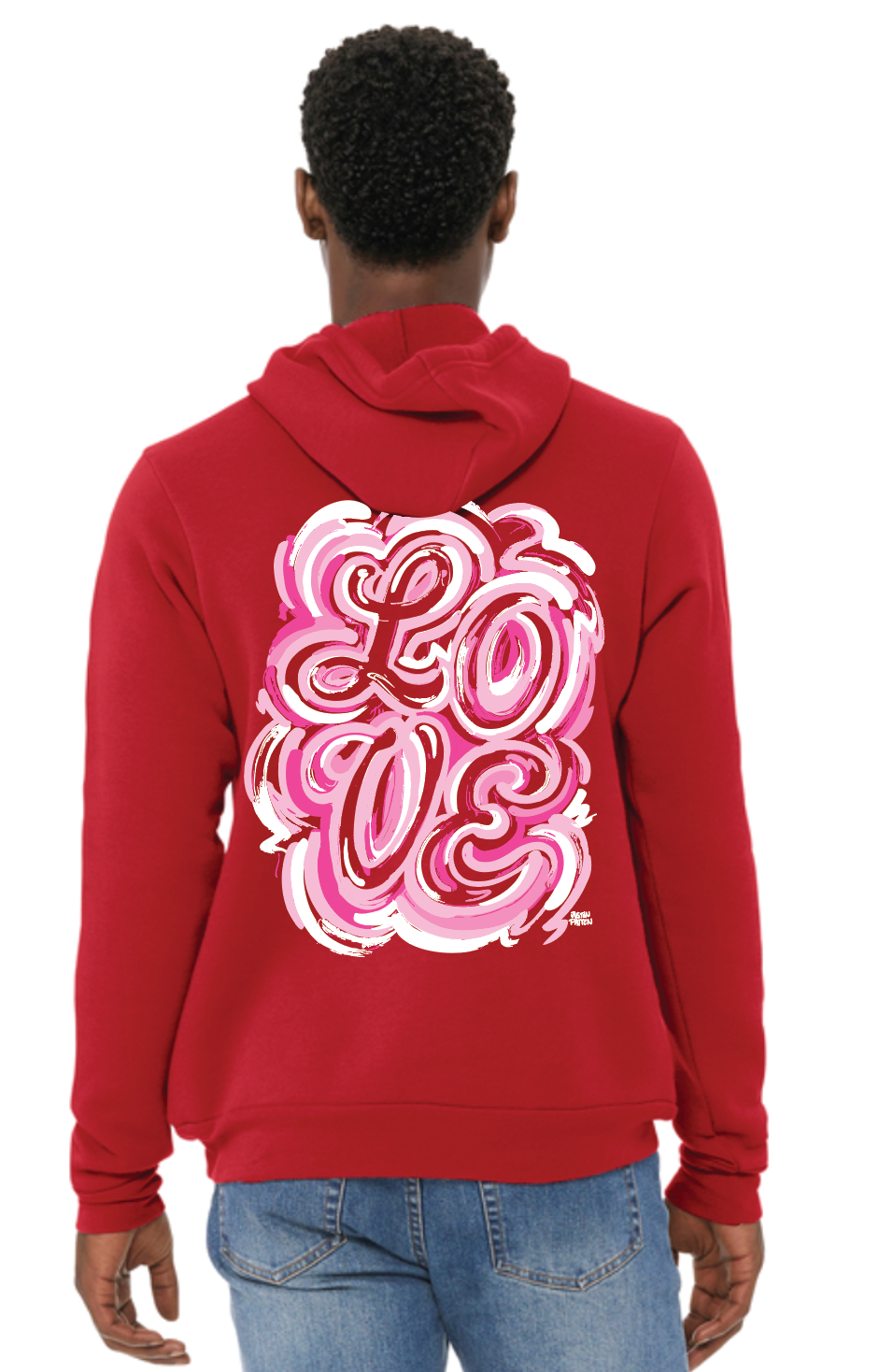 Valentine's Day Red Hot Unisex Fleece Hoodie by Justin Patten (Love, Valentine, Heart, XOXO)