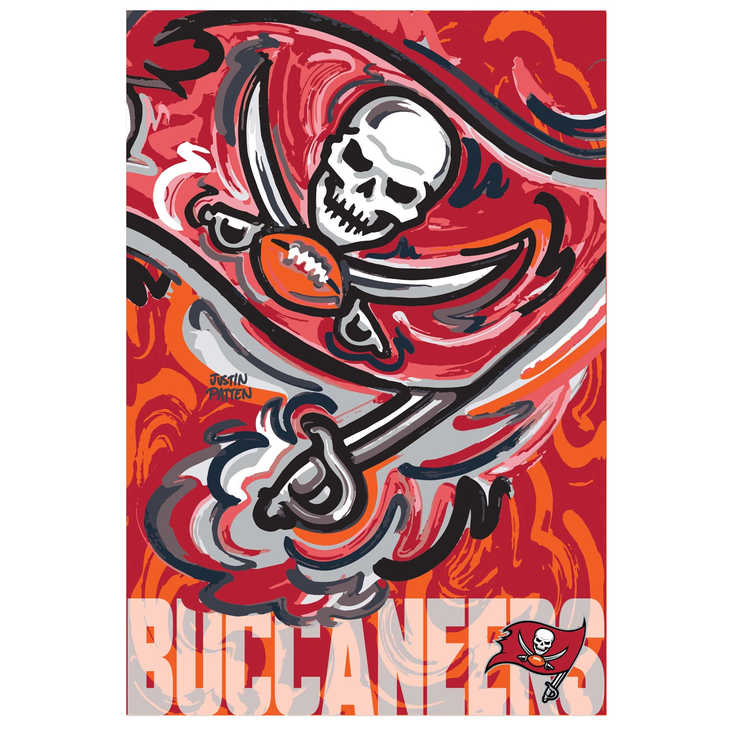 Tampa Bay Buccaneers Garden Flag 12' x 18' by Justin Patten – Storm Striker  Art by Justin Patten