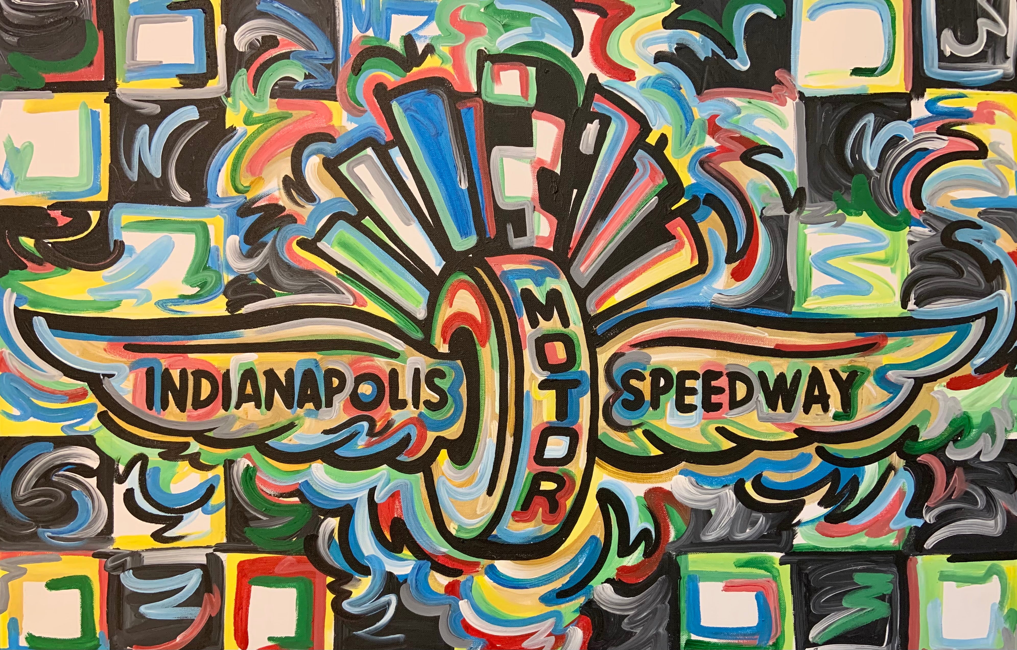 Custom Wing and Wheel Color Checkered Painting (36" x 24") by Justin Patten