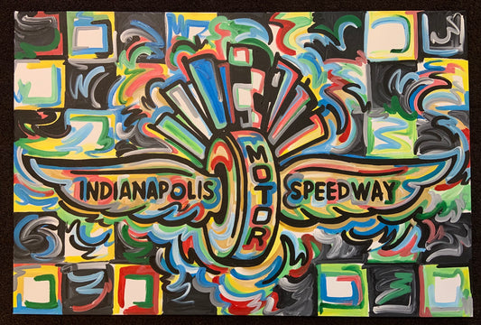 Custom Wing and Wheel Color Checkered Painting (36" x 24") by Justin Patten