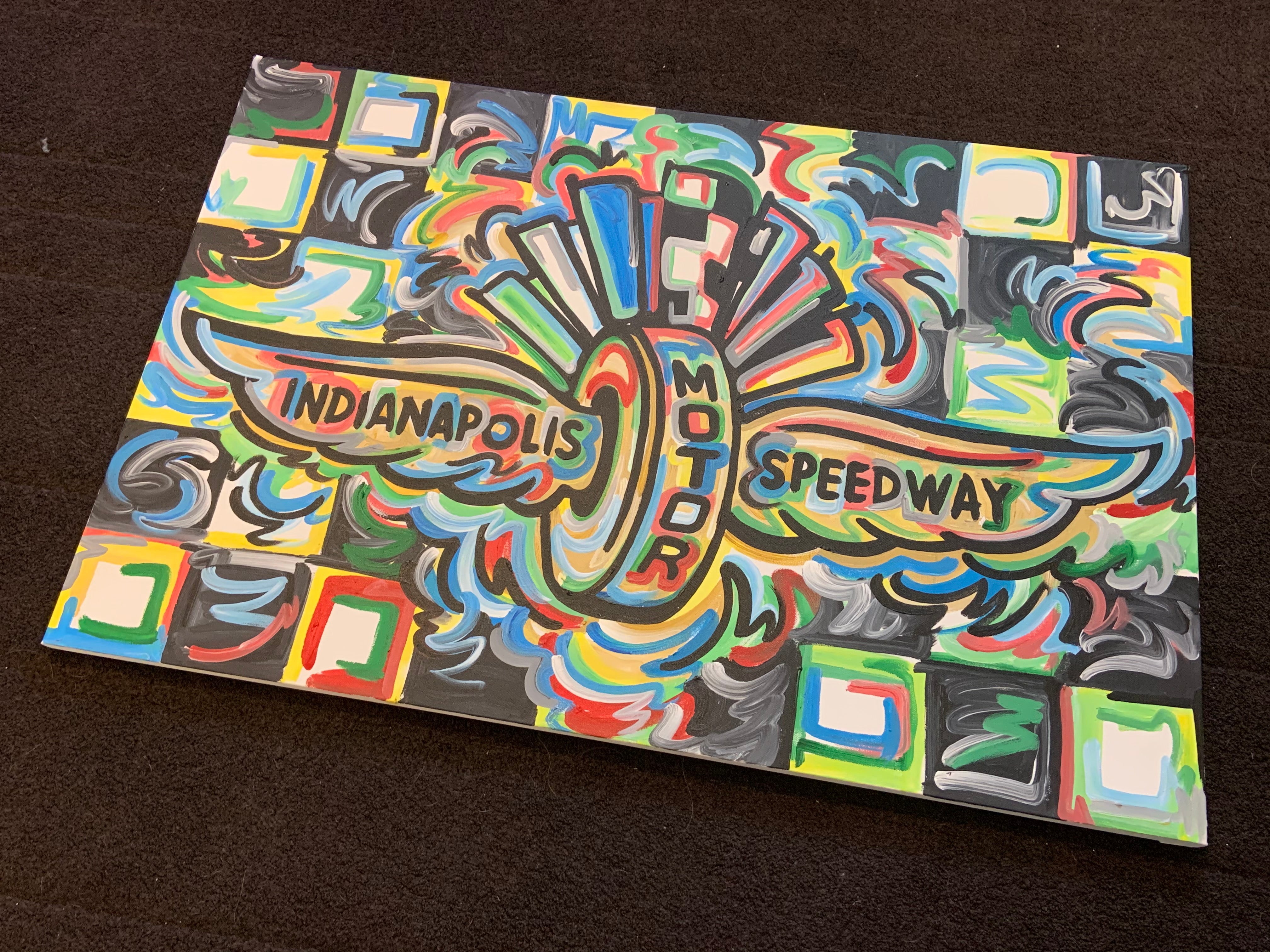 Custom Wing and Wheel Color Checkered Painting (36" x 24") by Justin Patten
