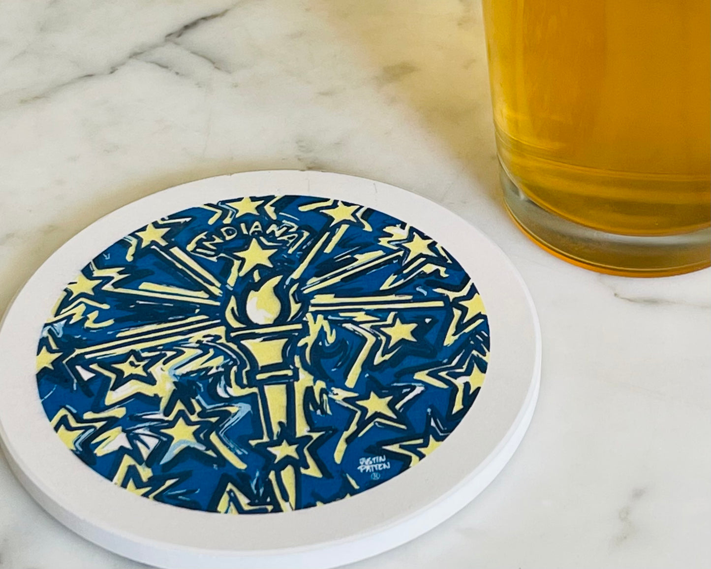 Indiana Flag Stone Coaster by Justin Patten