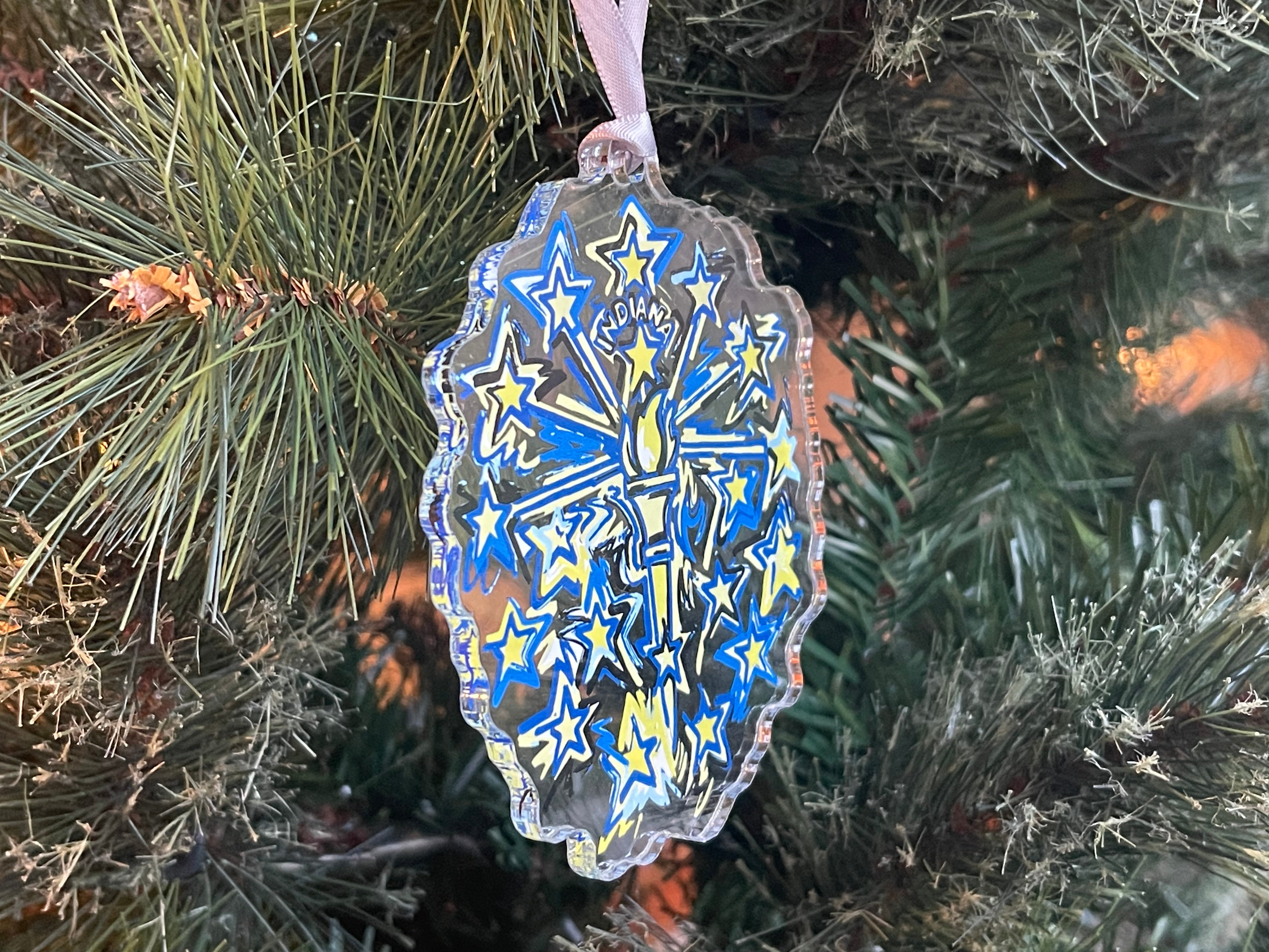 Indiana Flag Ornament by Justin Patten (Clear)