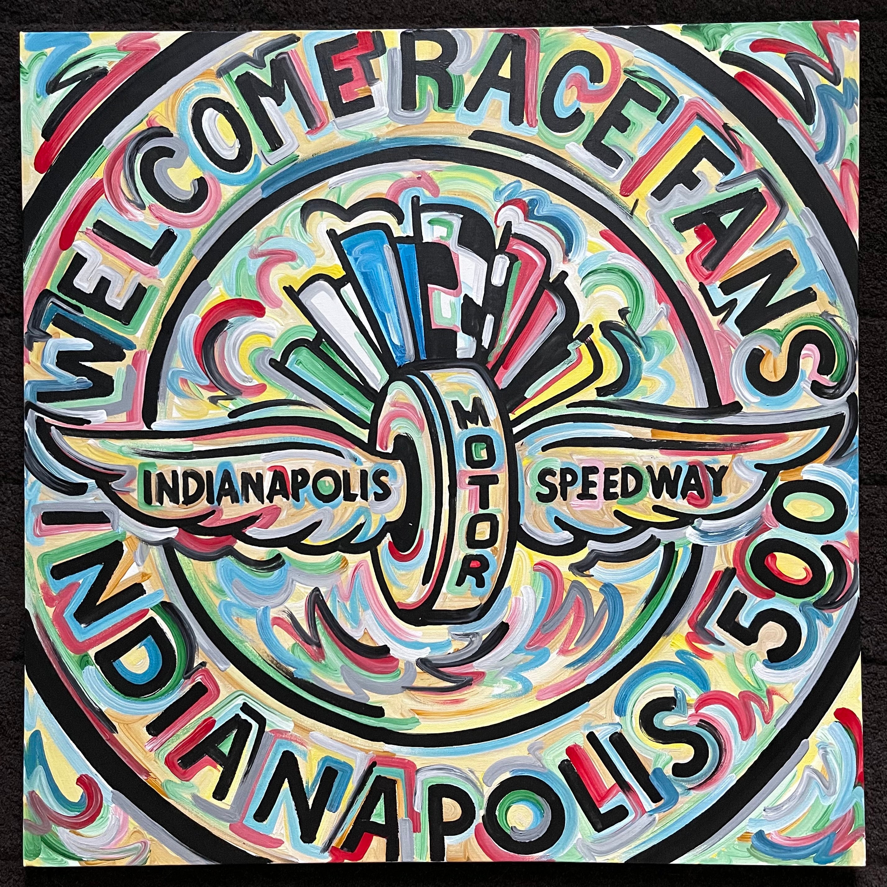 Custom Welcome Race Fans Painting (30" x 30") by Justin Patten